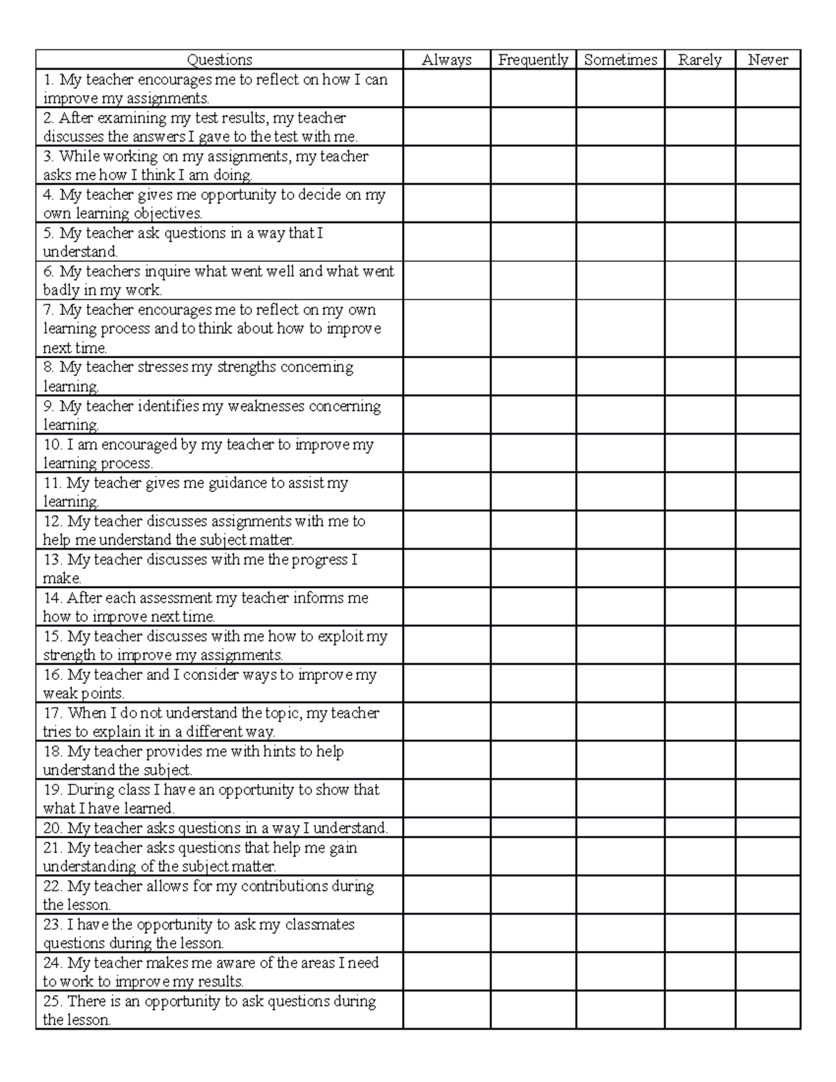 Questionaire- Short BOND Paper YAN - Questions Always Frequently ...