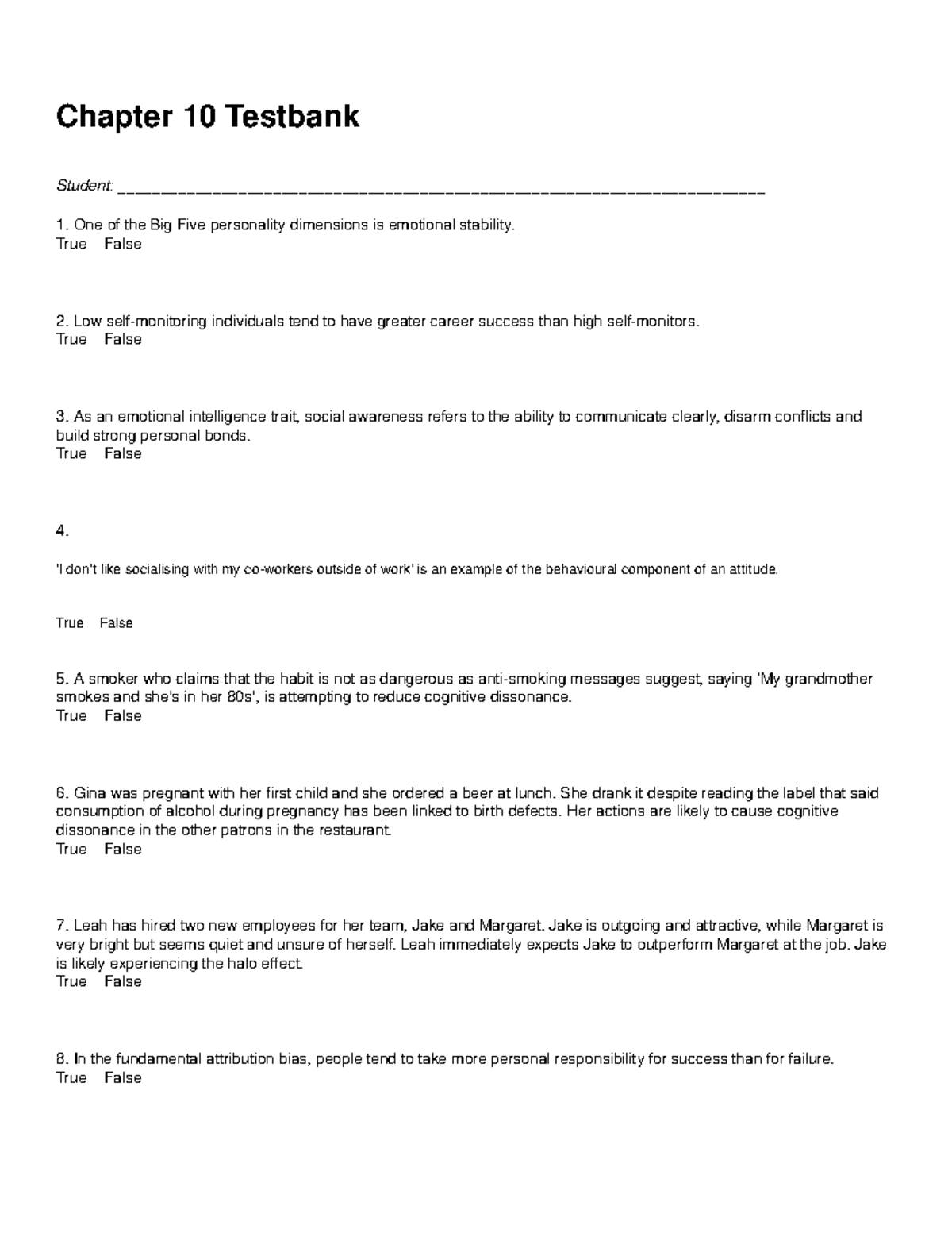 Chapter 10 Testbank - Chapter 10 Testbank Student: - Studocu