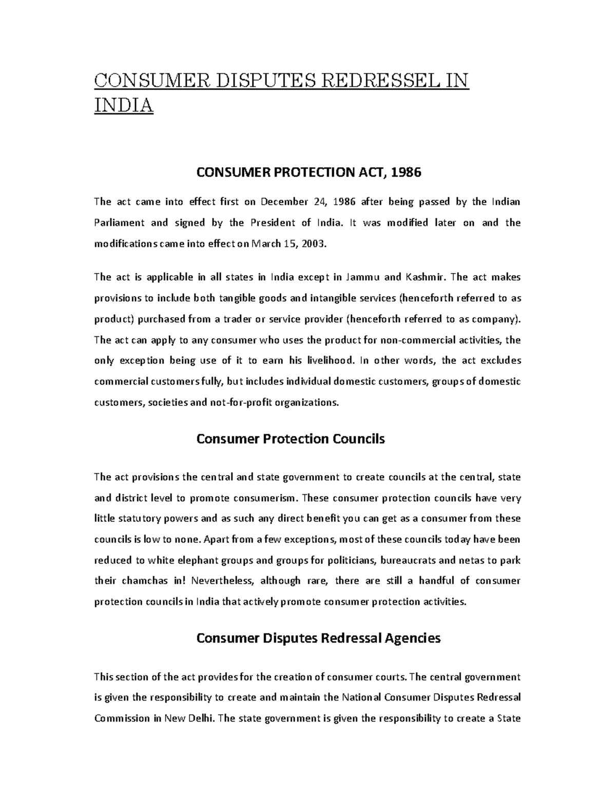 Business law notes consumer disputes redressal,consumer rights