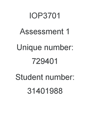 Assignment 1 2607 - Industrial psychology testing and assessment ...