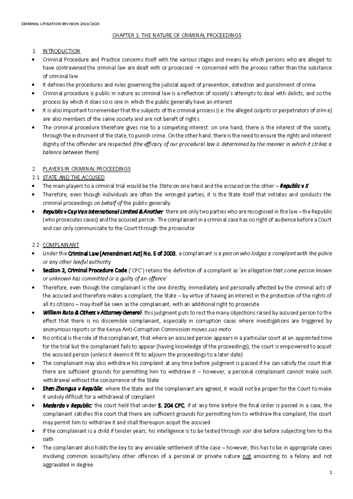 Criminal Litigation - ATP Revision - CHAPTER 1: THE NATURE OF CRIMINAL ...