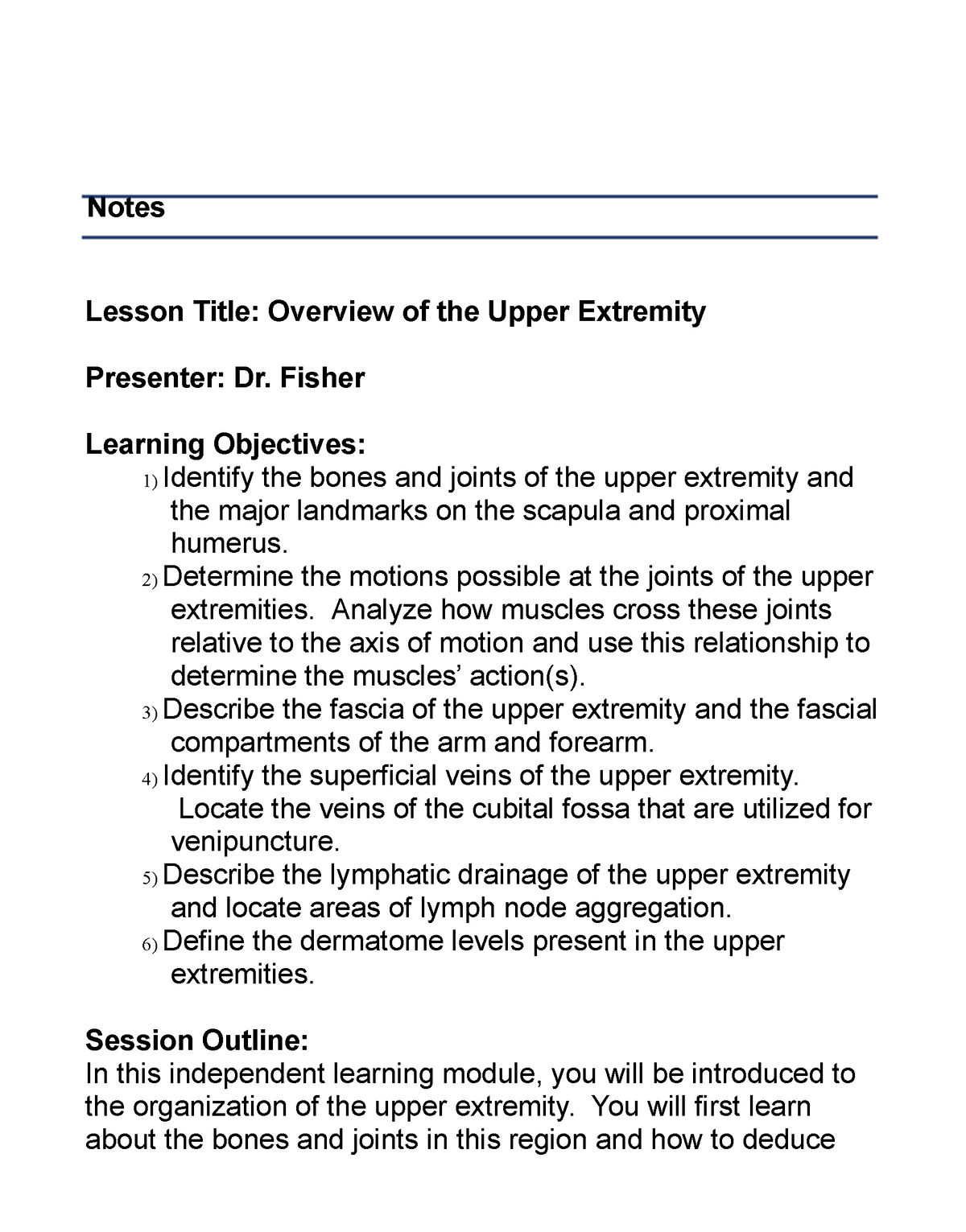 UE Notes - Dr. Zac, University Of Arizona - Notes Lesson Title ...