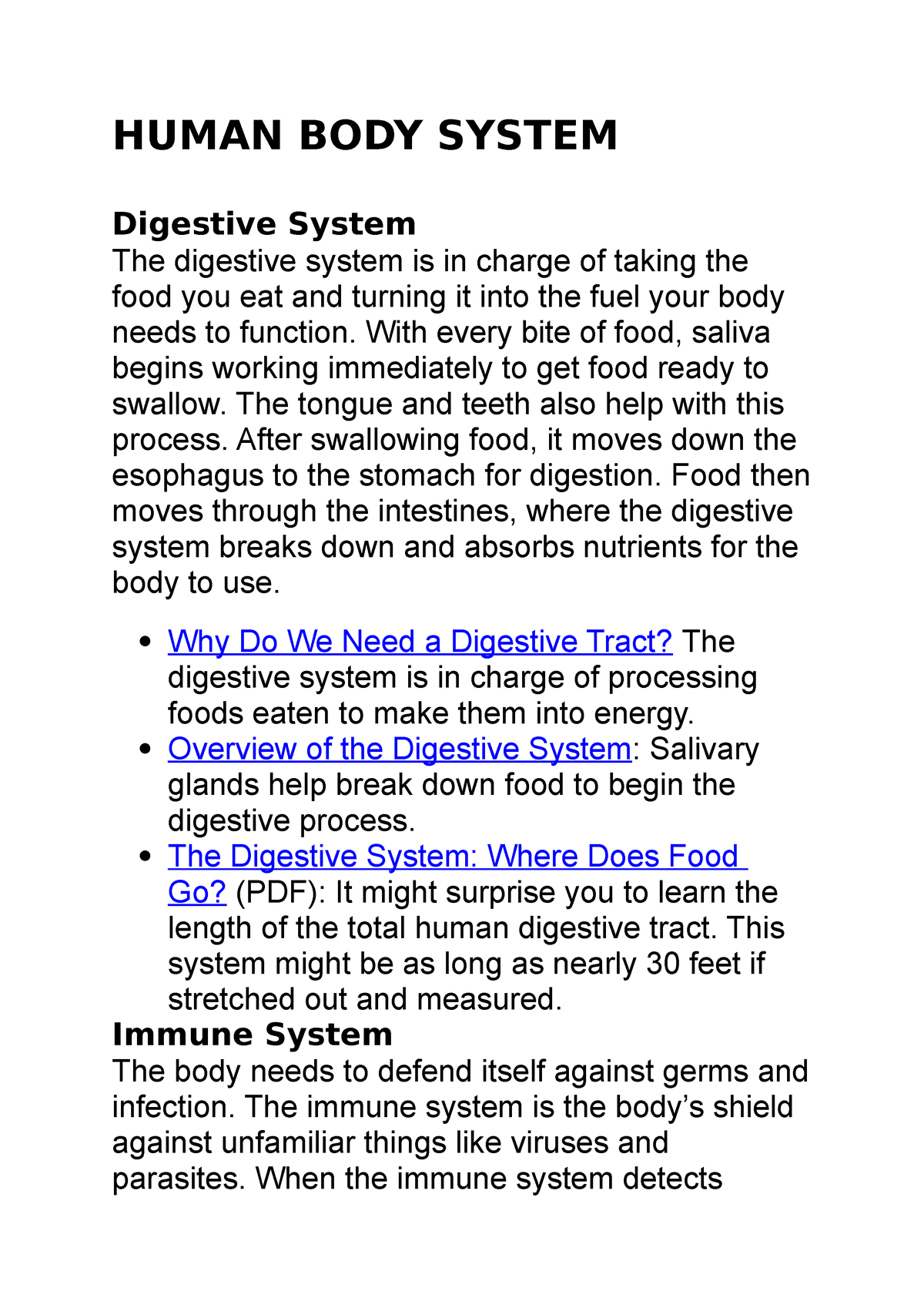 human digestive system essay pdf