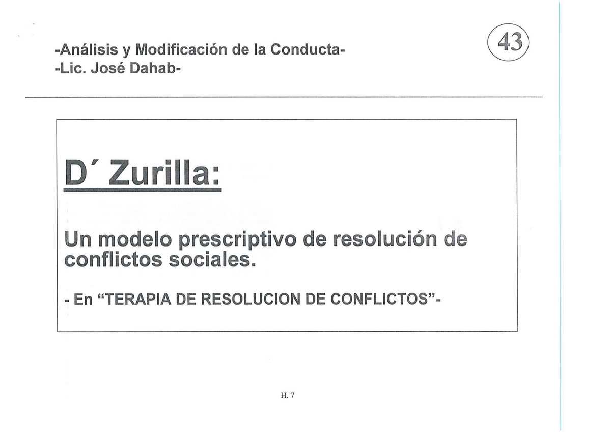  - DZurilla - Un modelo prescriptivo de resolución de conflictos  sociales AMC -Análisis y - Studocu
