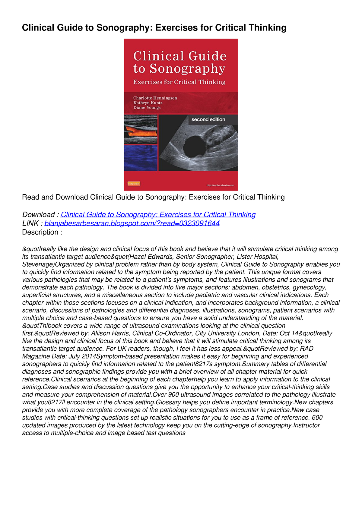 clinical guide to sonography exercises for critical thinking