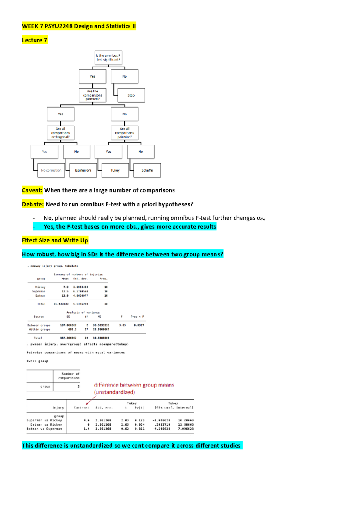 WEEK 7 PSYU2248 Design and Statistics II - , gives more accurate ...