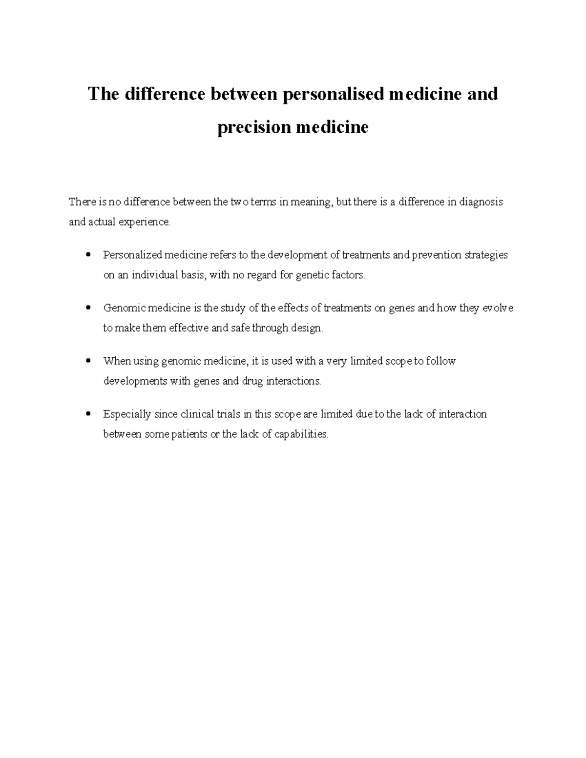 The difference between personalised medicine and precision medicine ...