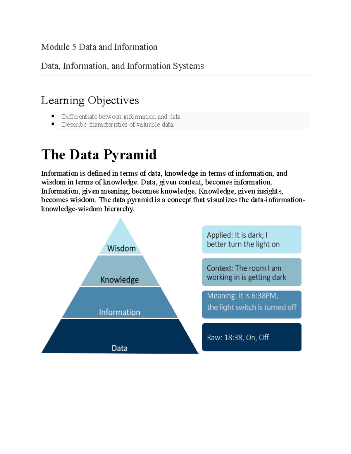 Module 5 Data and Information - Module 5 Data and Information Data ...