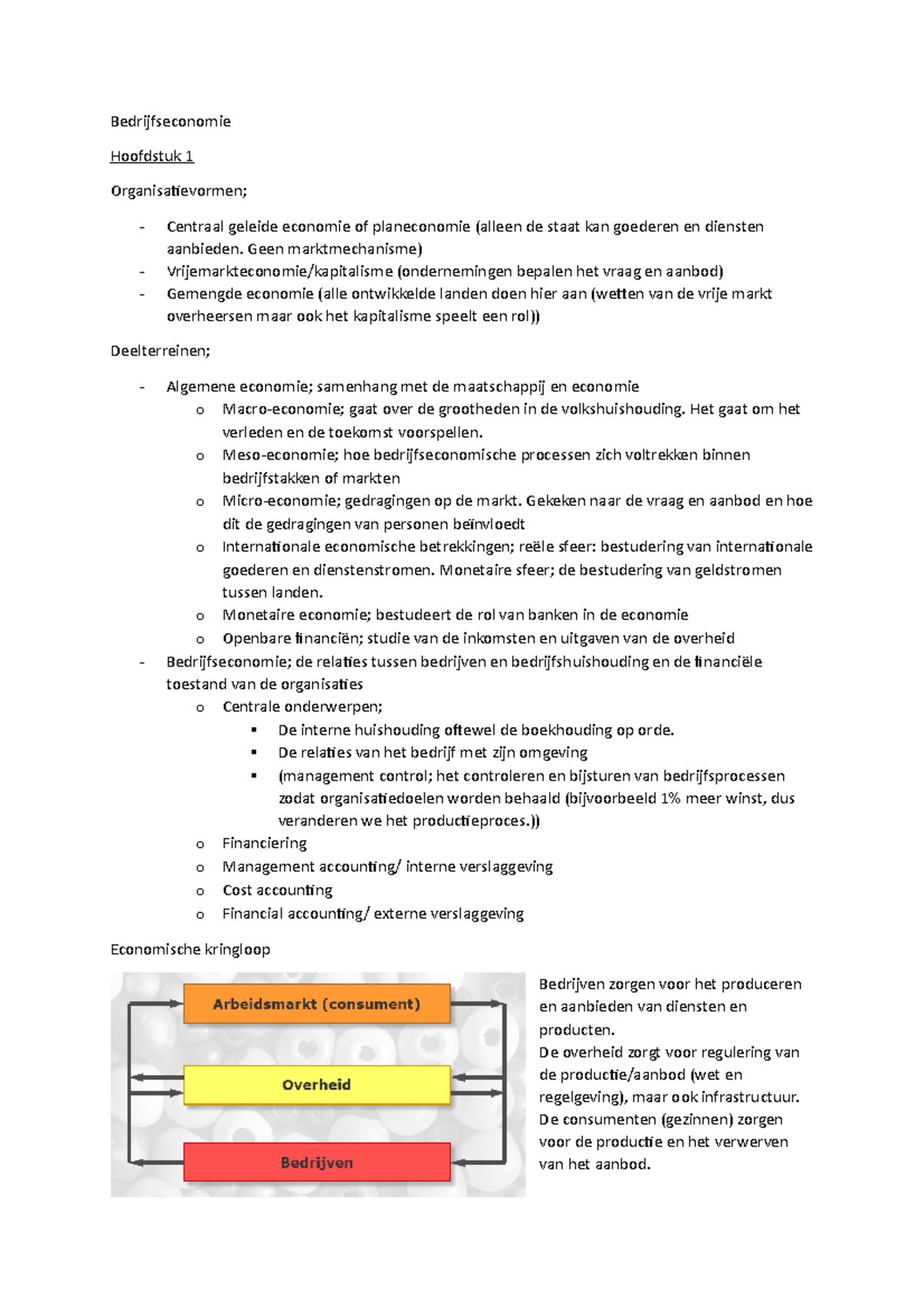 Bedrijfseconomie Hoofdstuk 1 T/m 4 - Bedrijfseconomie Hoofdstuk 1 ...