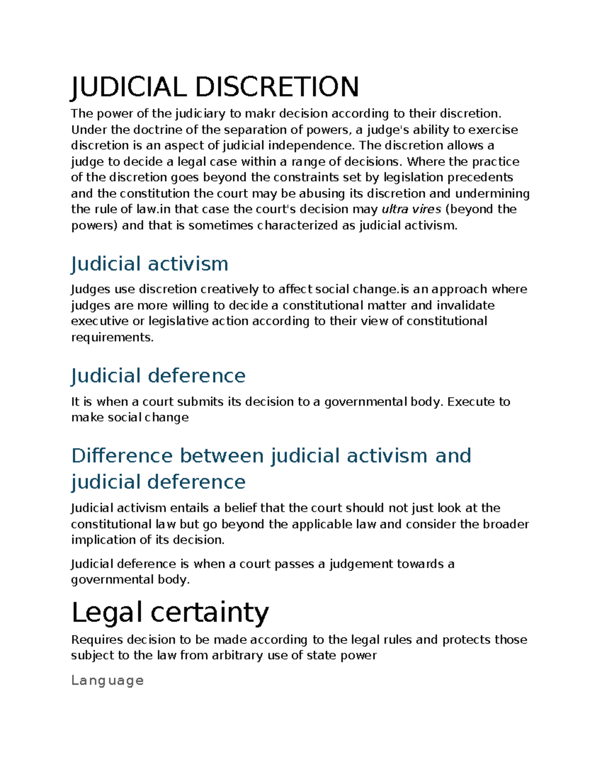 Judicial Discretion - this helps studying - JUDICIAL DISCRETION The ...