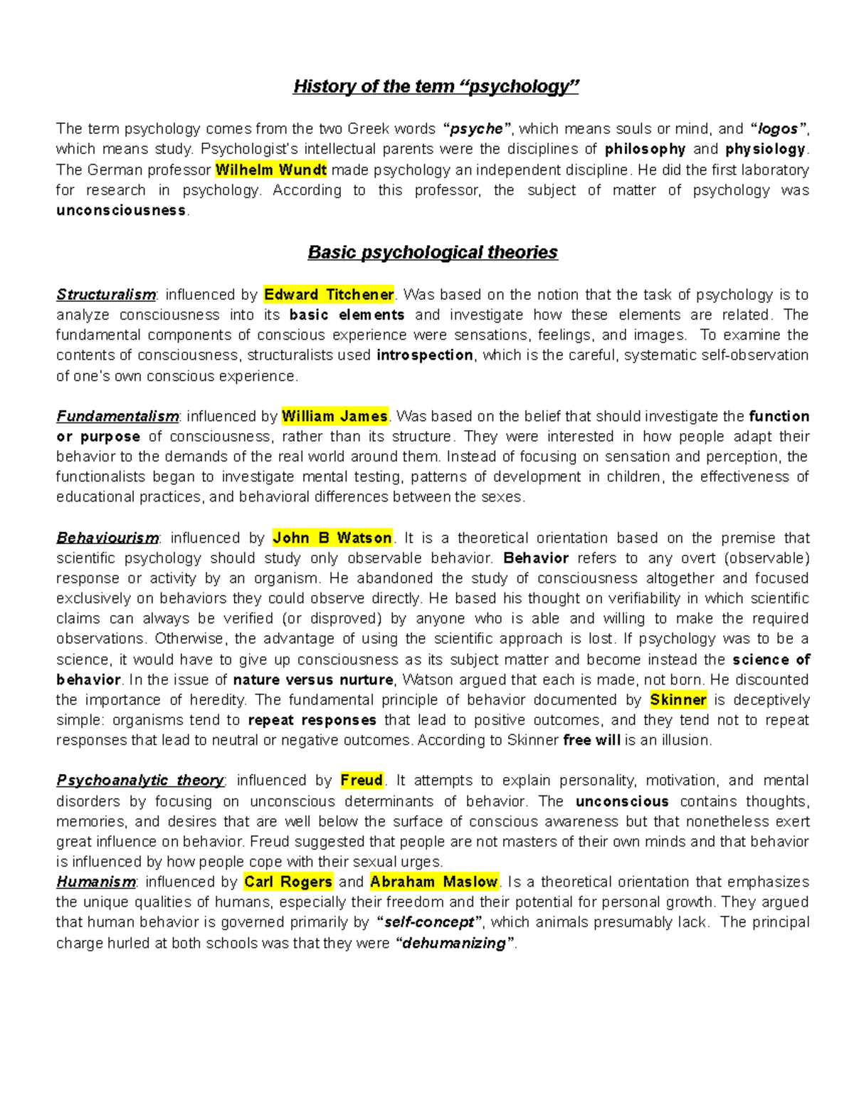 Concepts Of Chapters 1, 2 & 3 Psychology 101: The Evolution Of ...