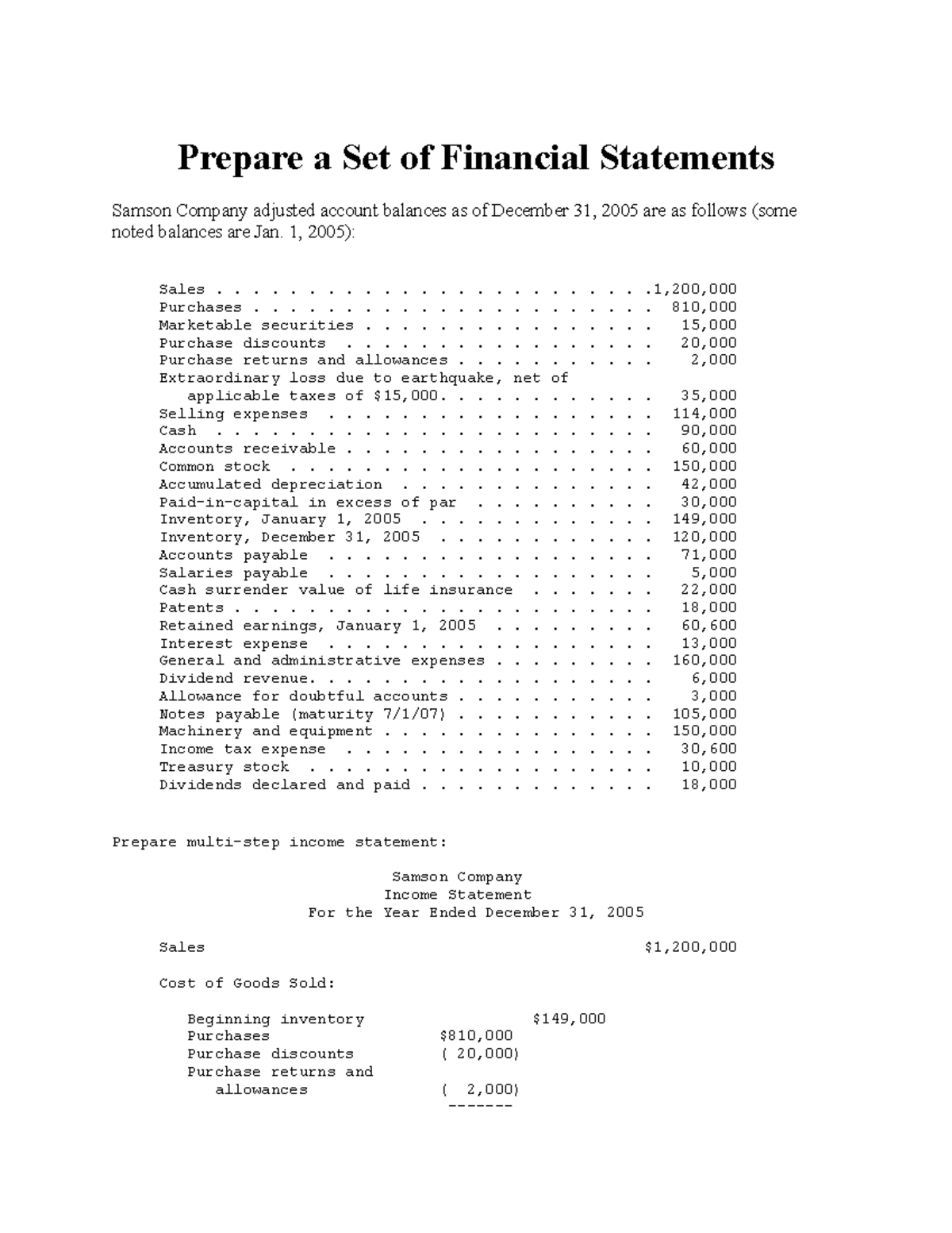 Lecture 0708 accounting Prepare a Set of Financial Statements