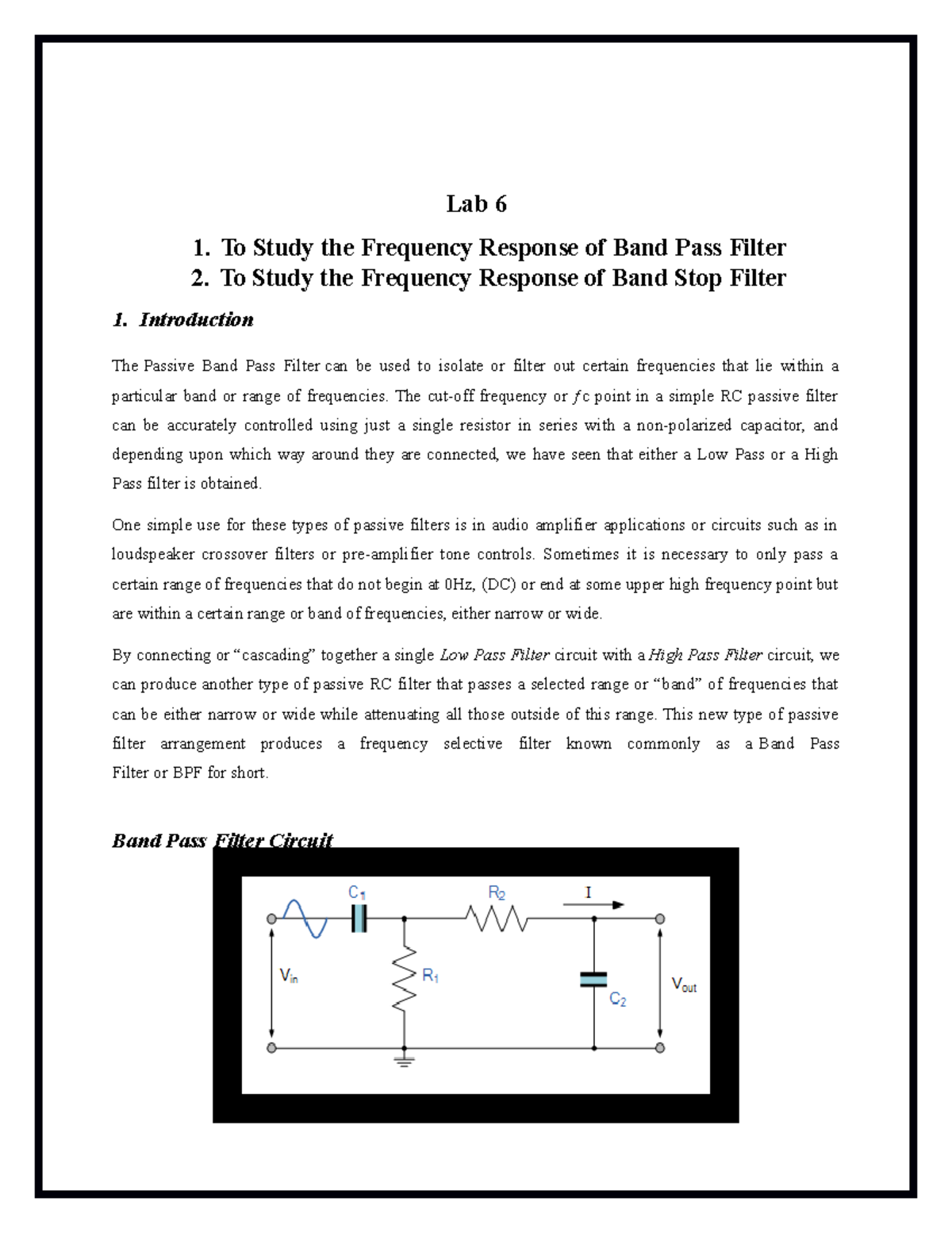 LAB NO 6 - LAB OF CIRCUIT ANALYSIS OF 3 SEMESTER - Lab 6 1. To Study ...