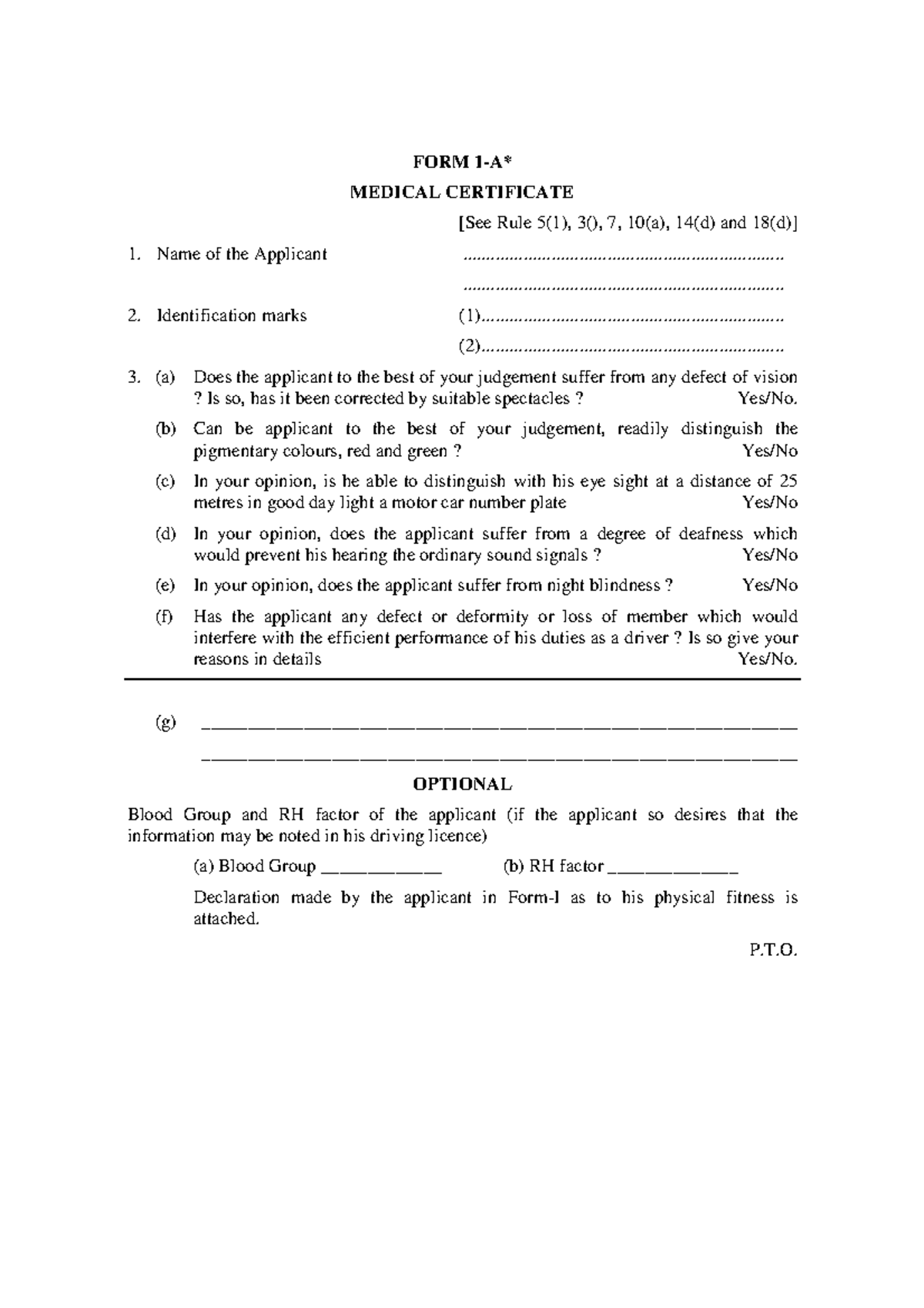 Form 1a FORM 1 A MEDICAL CERTIFICATE See Rule 5 1 3 7 10 a form-1a-form-1-a-medical-certificate-see-rule-5-1-3-7-10-a