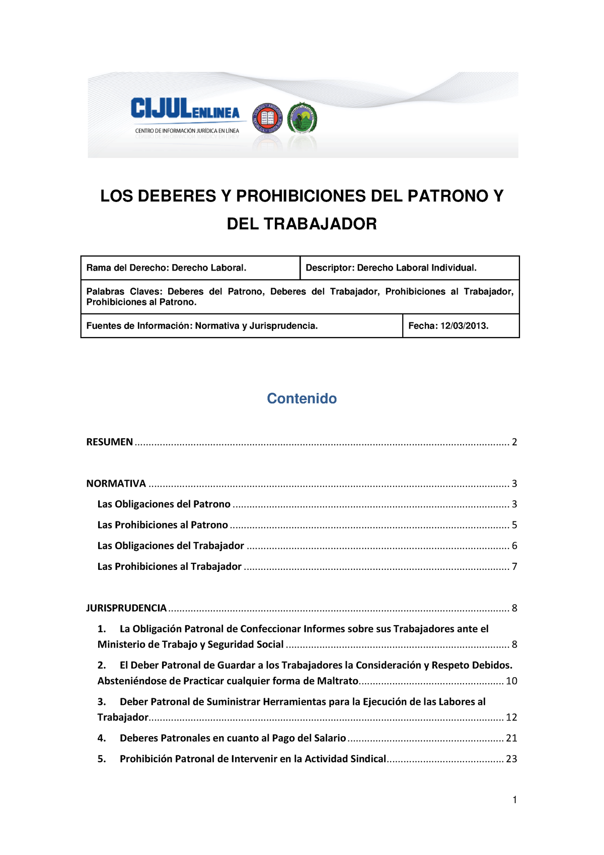 Los Deberes Y Prohibiciones Del Patrono Y Del Trabajador - LOS DEBERES ...