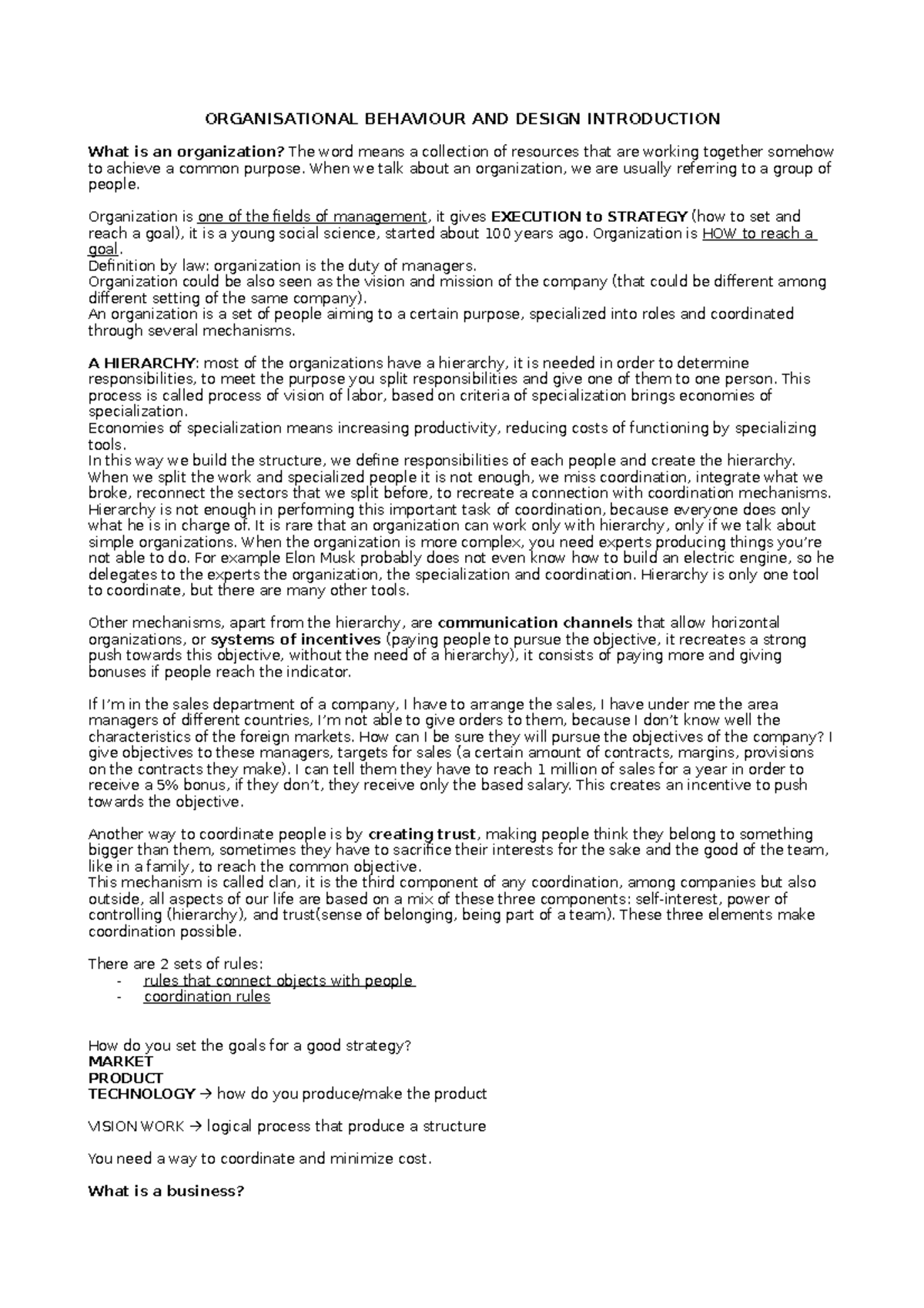 OBD Introduction - OBD - ORGANISATIONAL BEHAVIOUR AND DESIGN ...