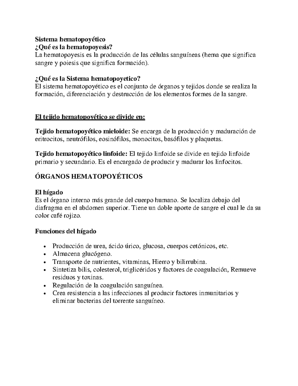 Sistema hematopoyético - Sistema hematopoyético ¿Qué es la ...