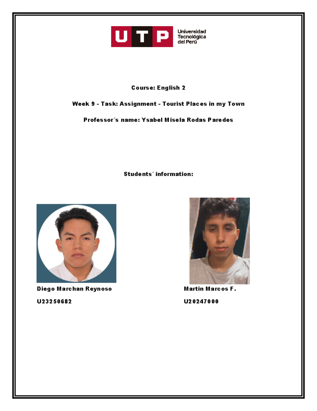 Ingles 2 Tarea Academica 2 Edson Marcos Fuertes Diego Marchan Reynoso Course English 2
