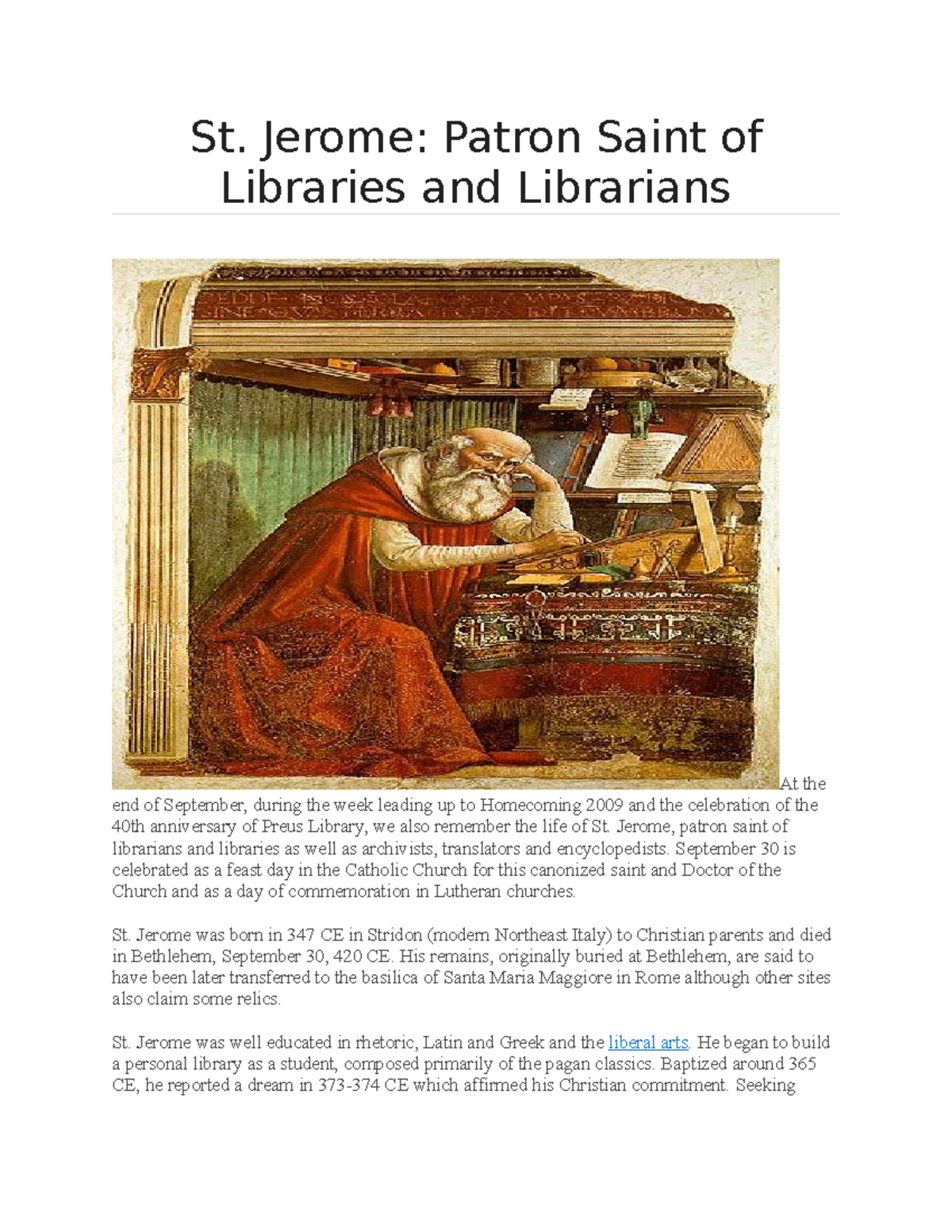 ST- Jerome - haha - St. Jerome: Patron Saint of Libraries and ...