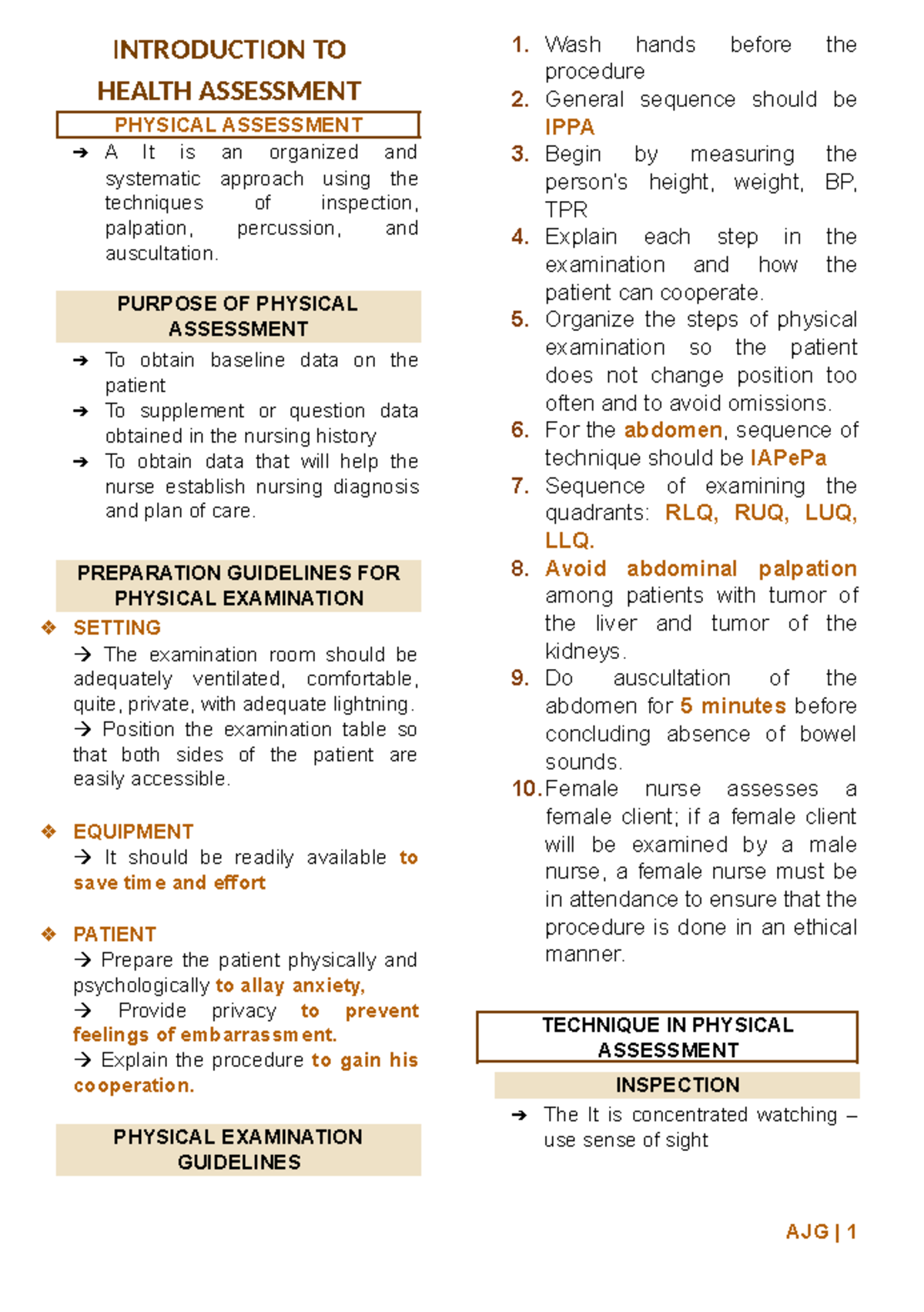 Health Assessment Reviewer Prelims - INTRODUCTION TO HEALTH ASSESSMENT ...