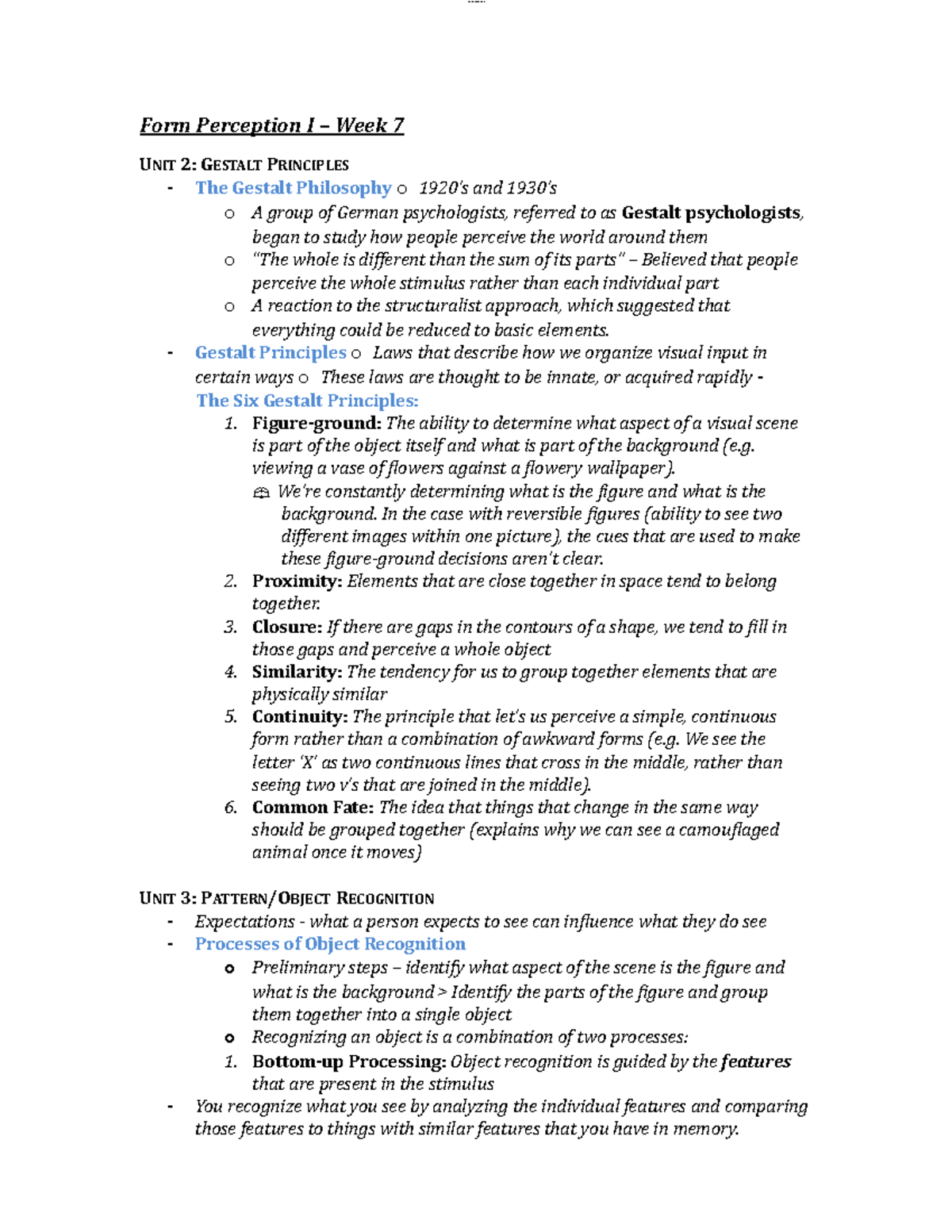 Form Perception I&II Module - Form Perception I – Week 7 UNIT 2 ...
