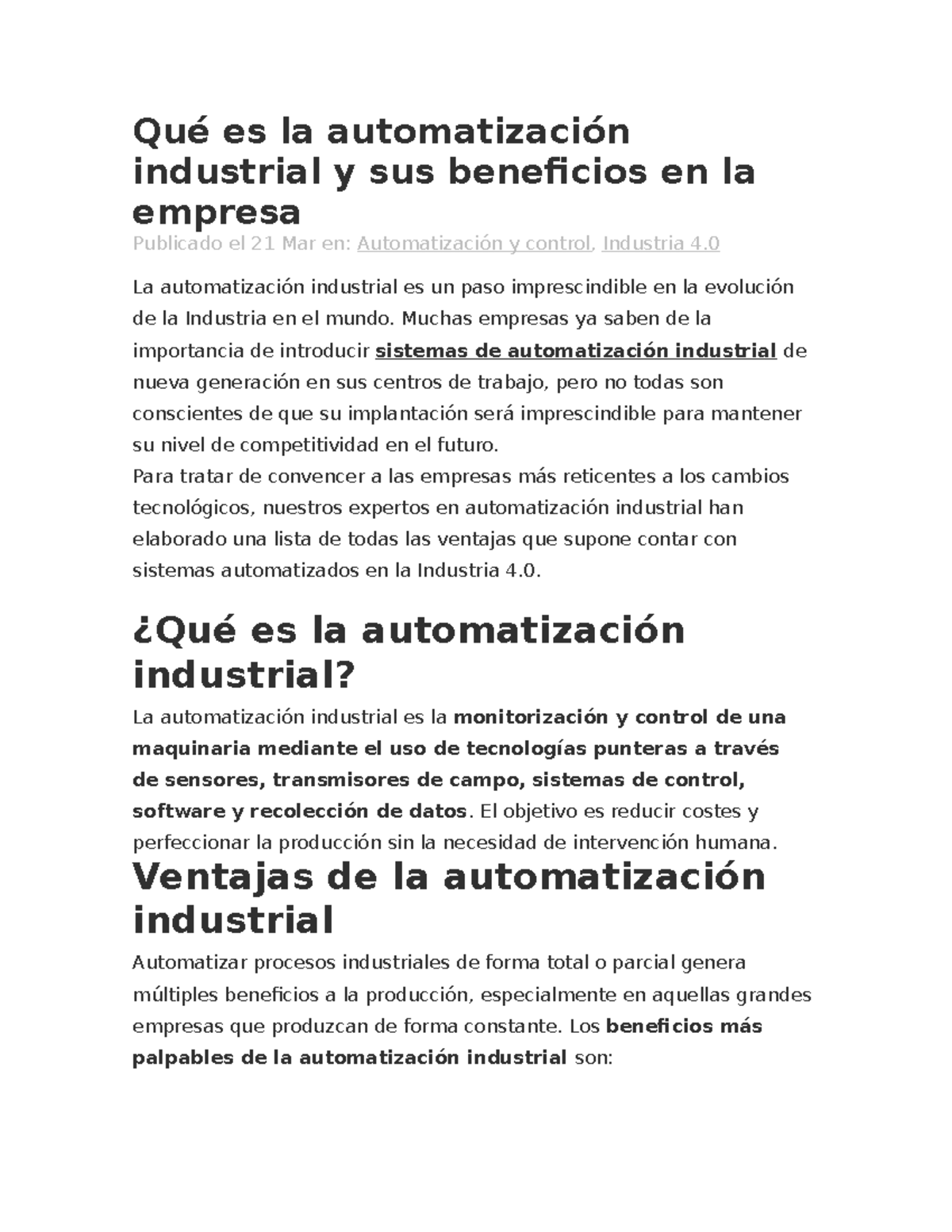 Qué es la automatización industrial y sus beneficios en la empresa ...