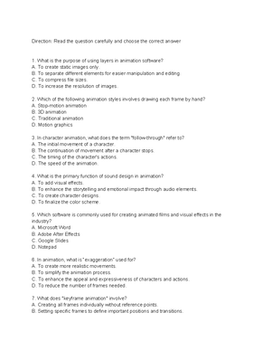 ICT1 - This set of multiple-choice questions focuses on animation ...