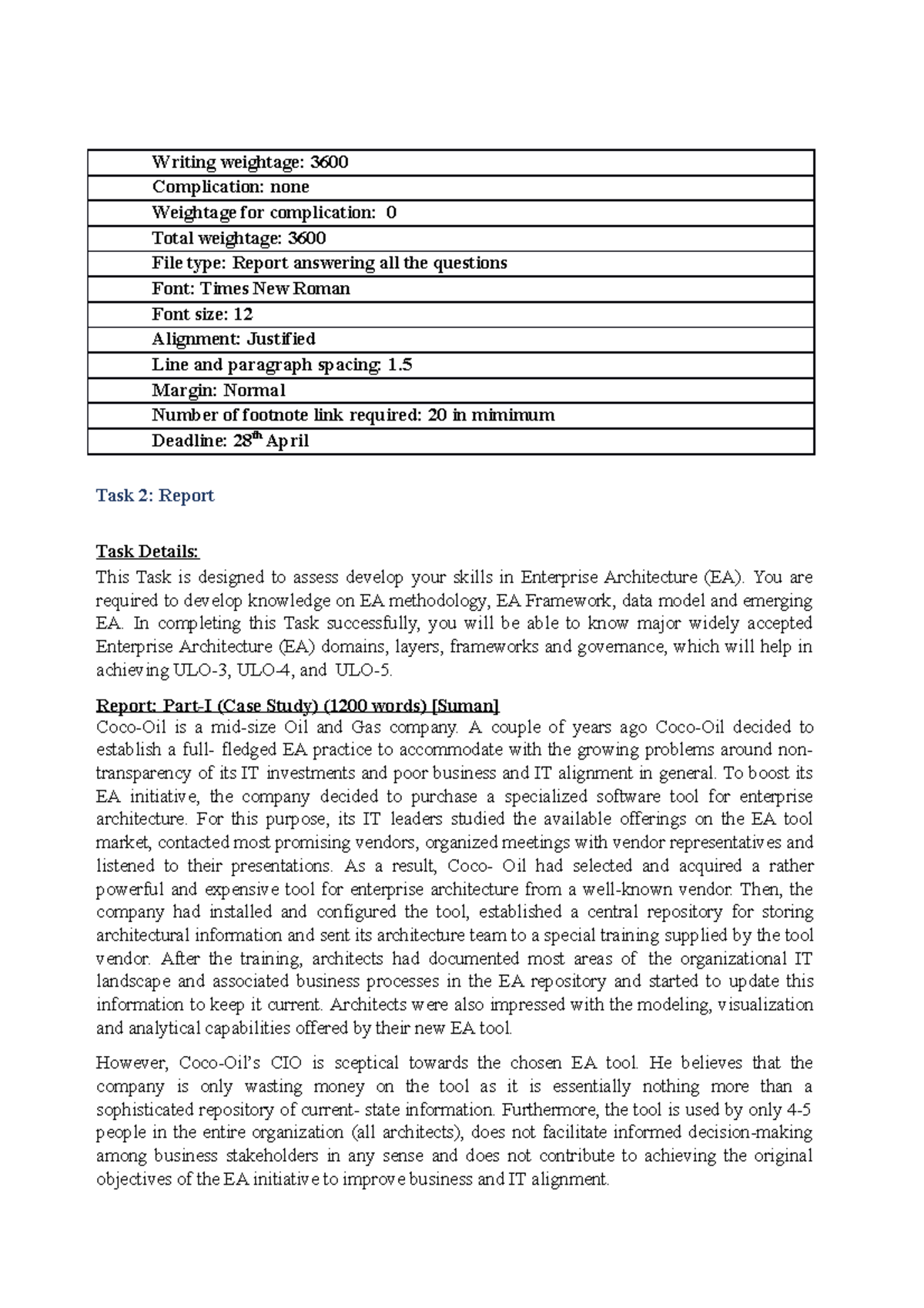 Rabina EA Task 2 work file 1 - Writing weightage: 3600 Complication ...