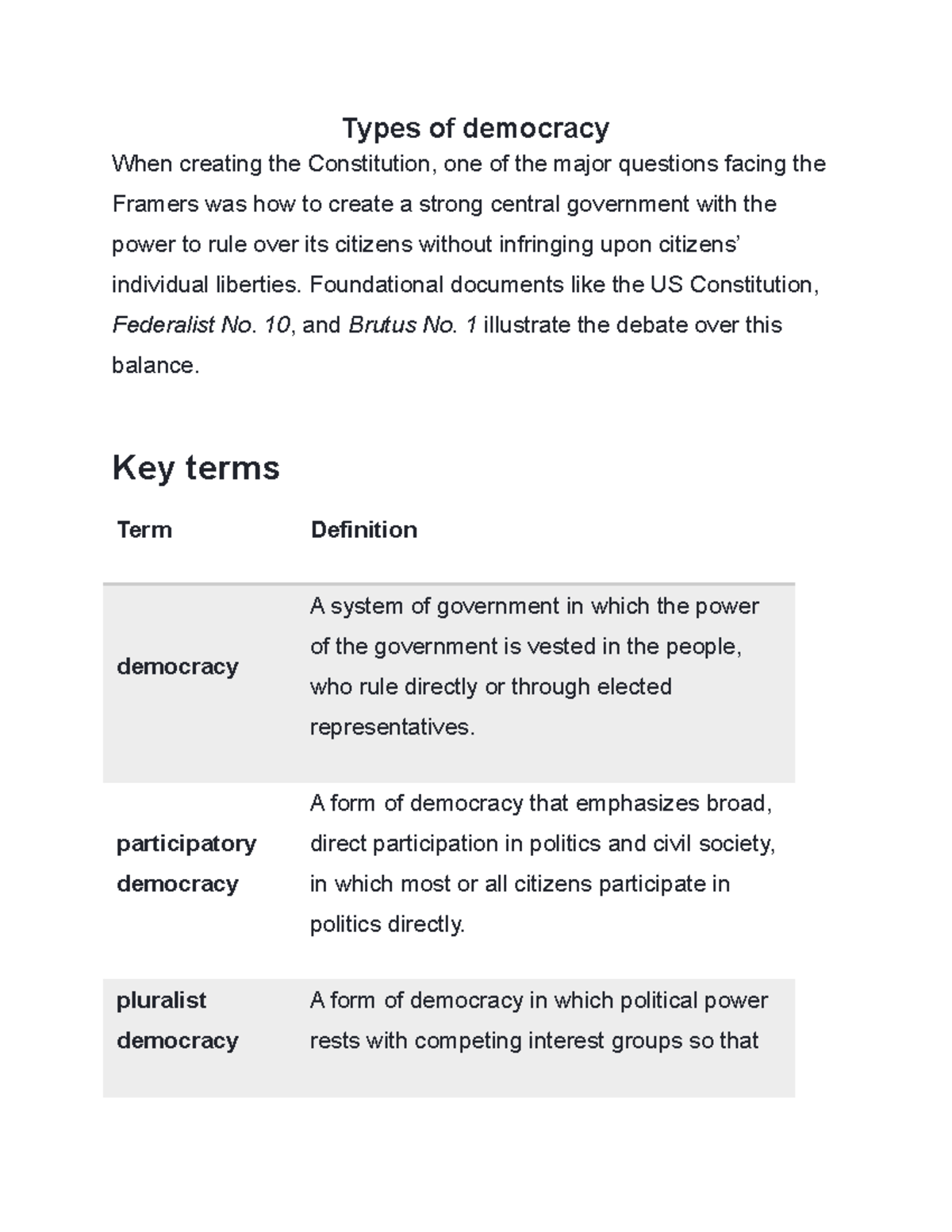 Types Of Democracy Overview - Types Of Democracy When Creating The ...