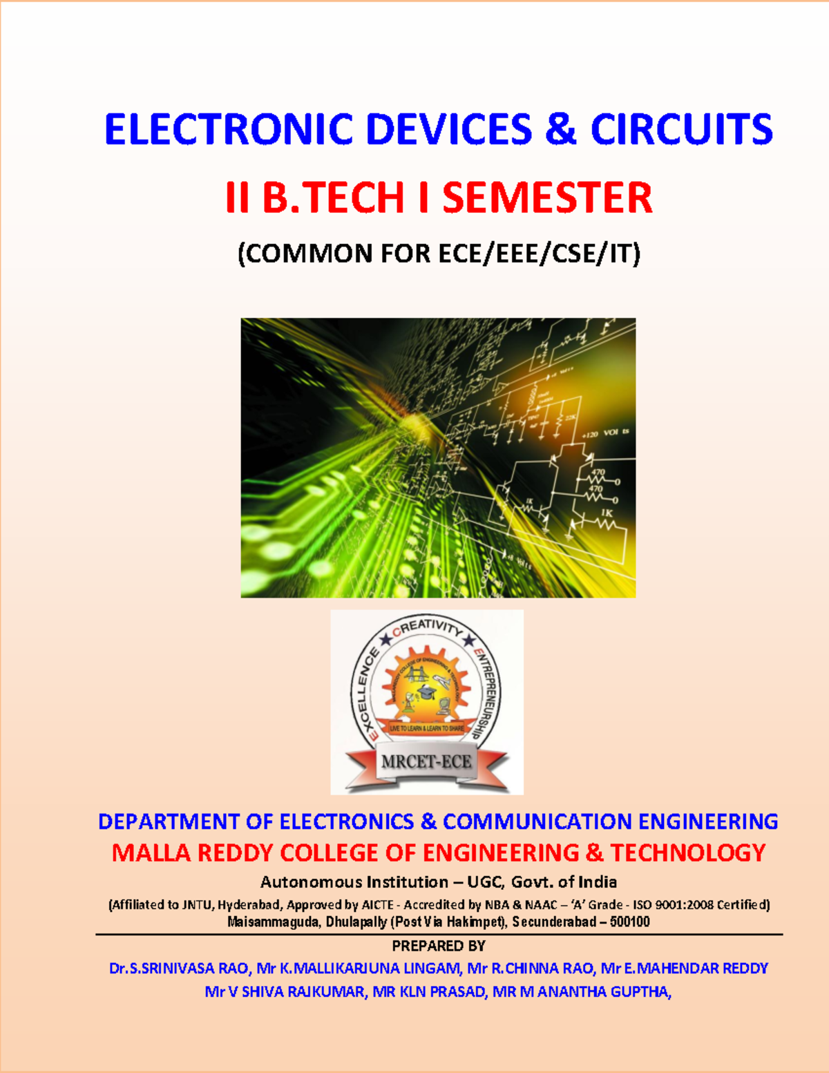 EDC Lecture Notes - Electronic Communication Engineering - ELECTRONIC ...