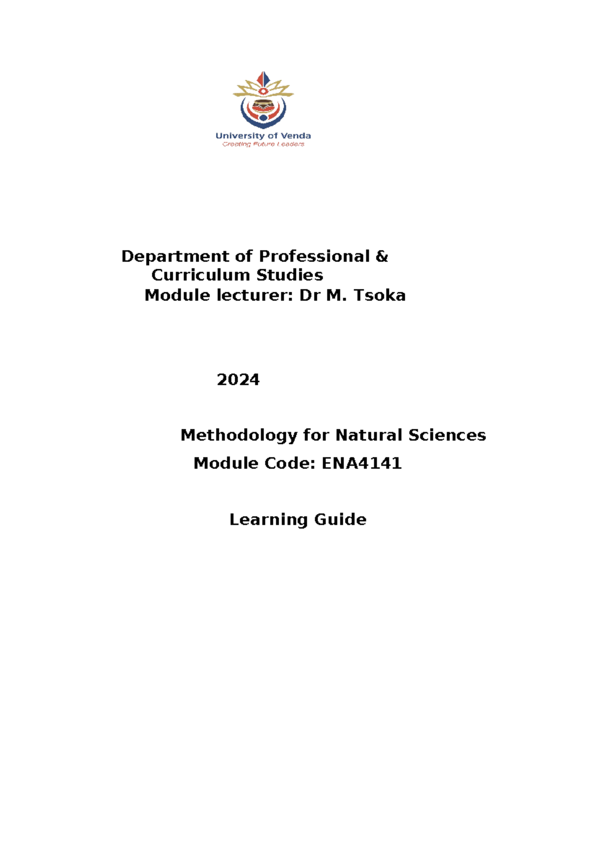 Learning guide ENA4141 - Department of Professional & Curriculum ...