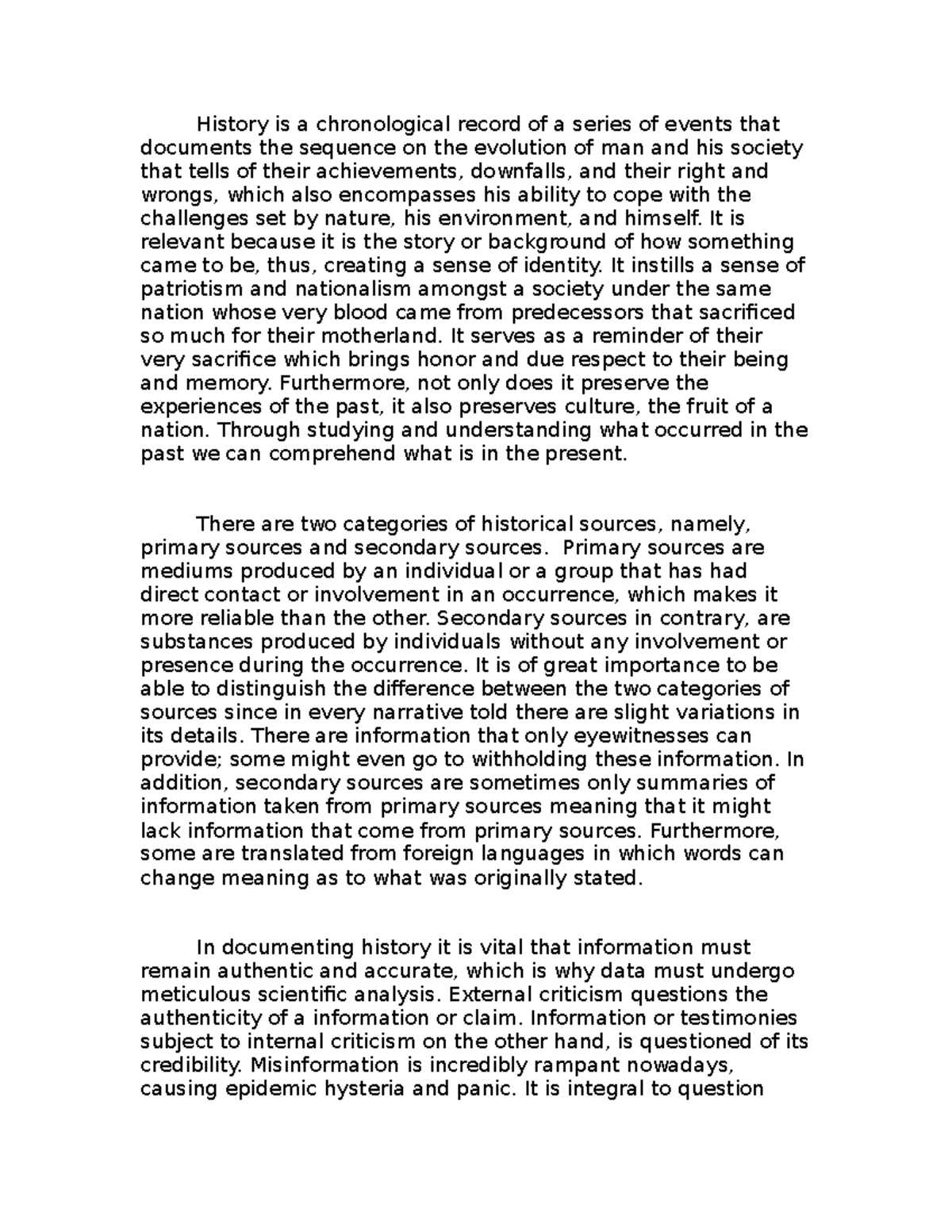 Activity 1- Rhist-Raven - History is a chronological record of a series ...