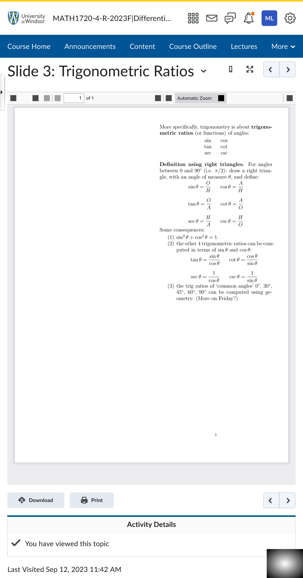 Slide 3 Trigonometric Ratios Differential Calc… Download Print Slide 3 Trigonometric Ratios