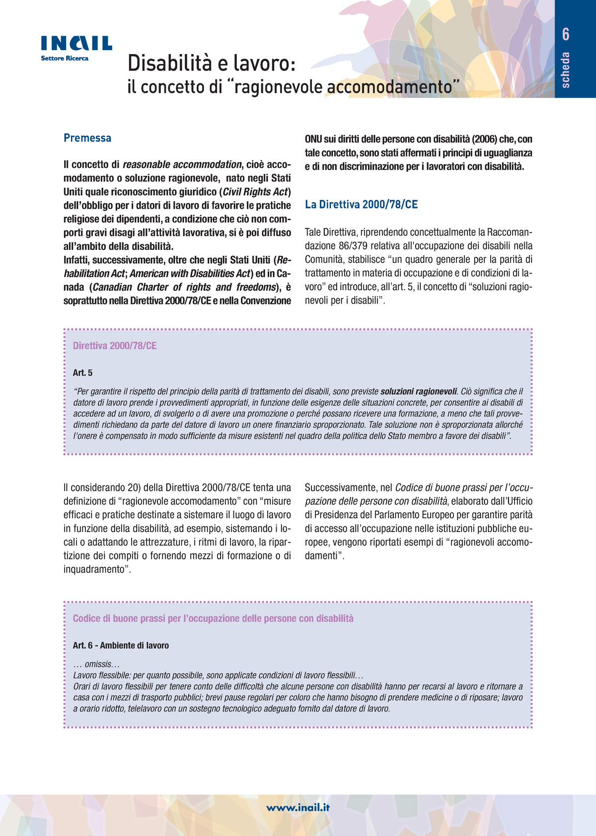 Disabilità E Lavoro Il Concetto Di Ragionevole Accomodamento - Scheda 6 ...