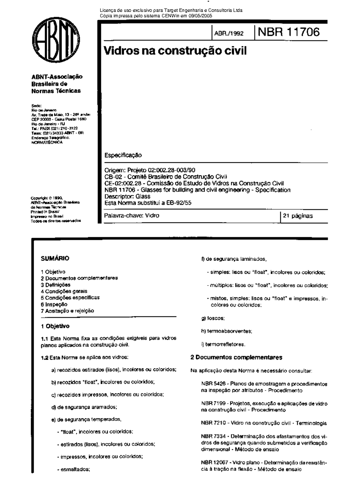 NBR 11706 - Vidros na construção civil pdf - Engenharia Civil - Studocu