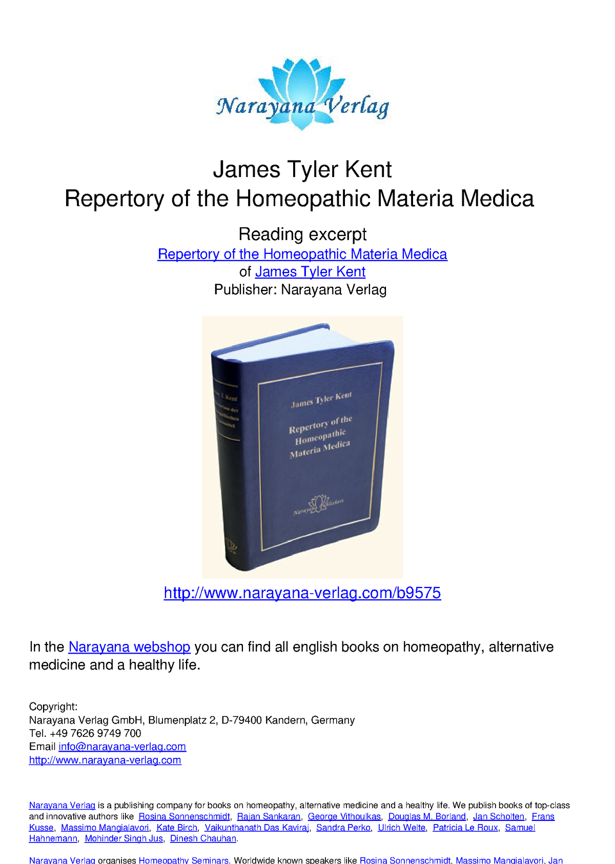 Repertory Of The Homeopathic Materia Medica James Tyler Kent - James ...