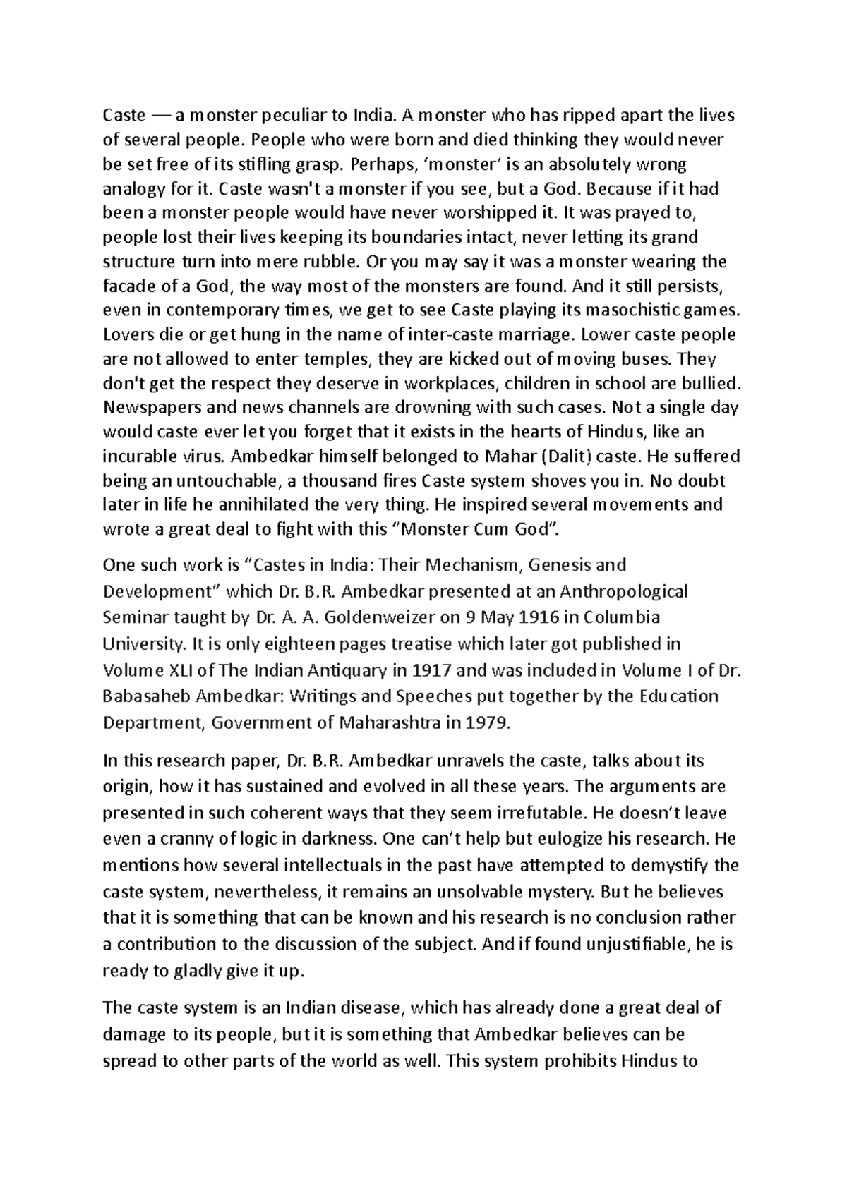 castes-in-india-ayush-sangwan-caste-a-monster-peculiar-to-india