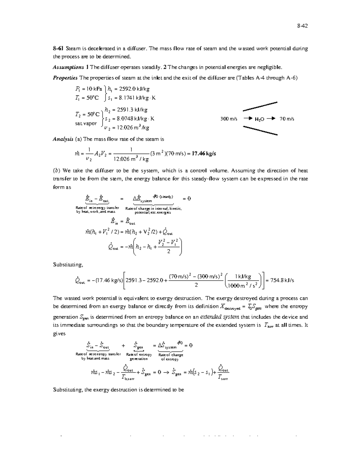 problem 8-61 Solution - 8- 8-61 Steam is decelerated in a diffuser. The ...
