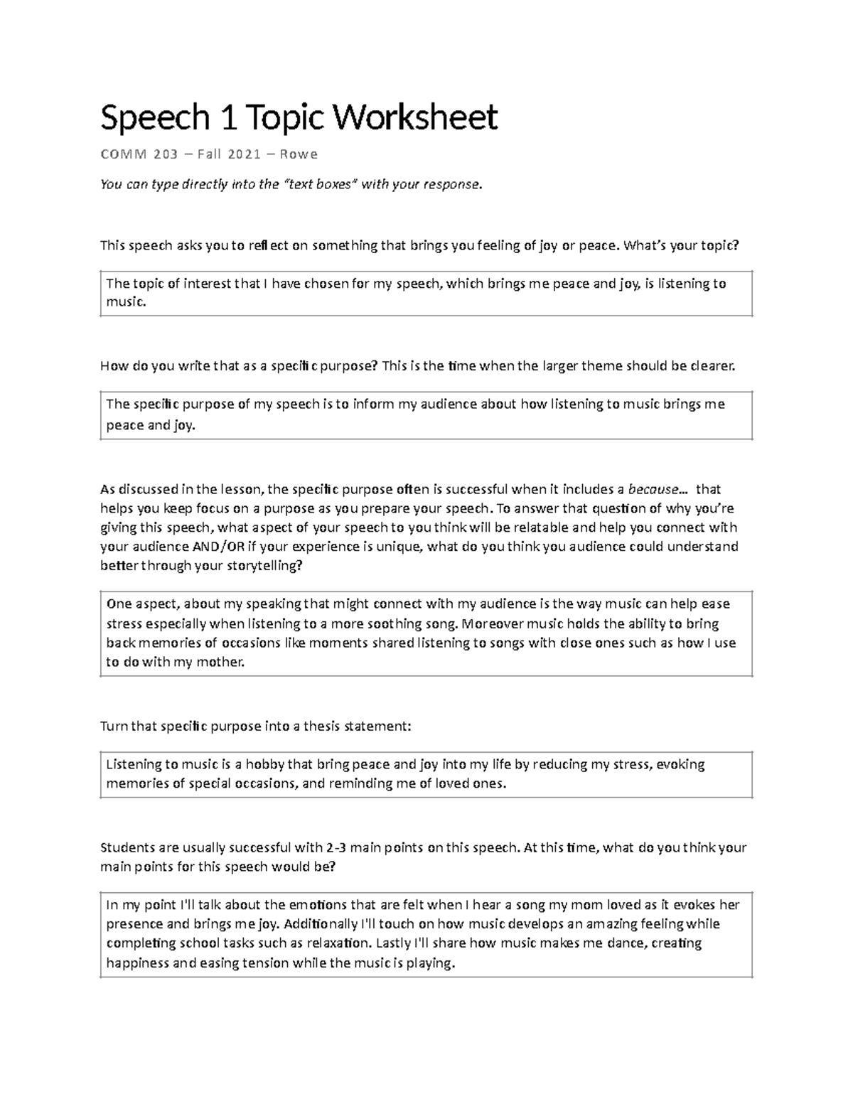 Speech 1 Topic Worksheet - Speech 1 Topic Worksheet COMM 203 – Fall ...