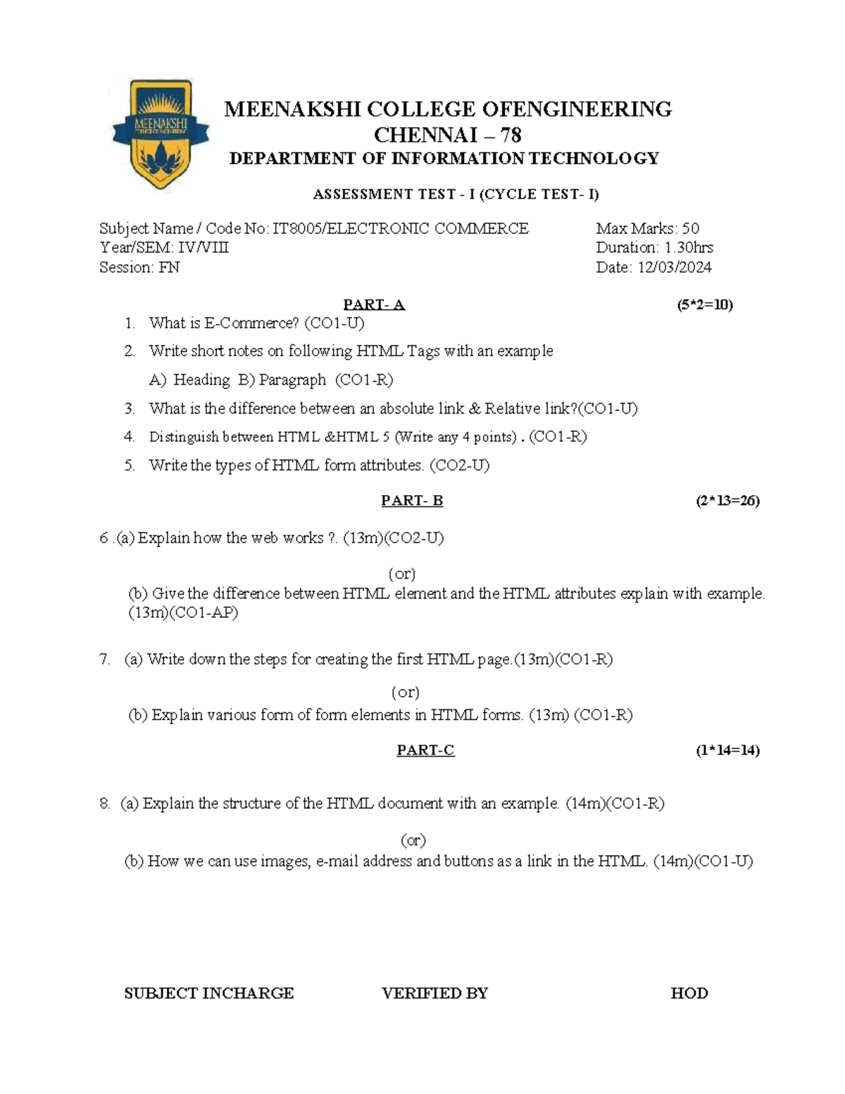 E-Comm test question - MEENAKSHI COLLEGE OFENGINEERING CHENNAI – 78 ...