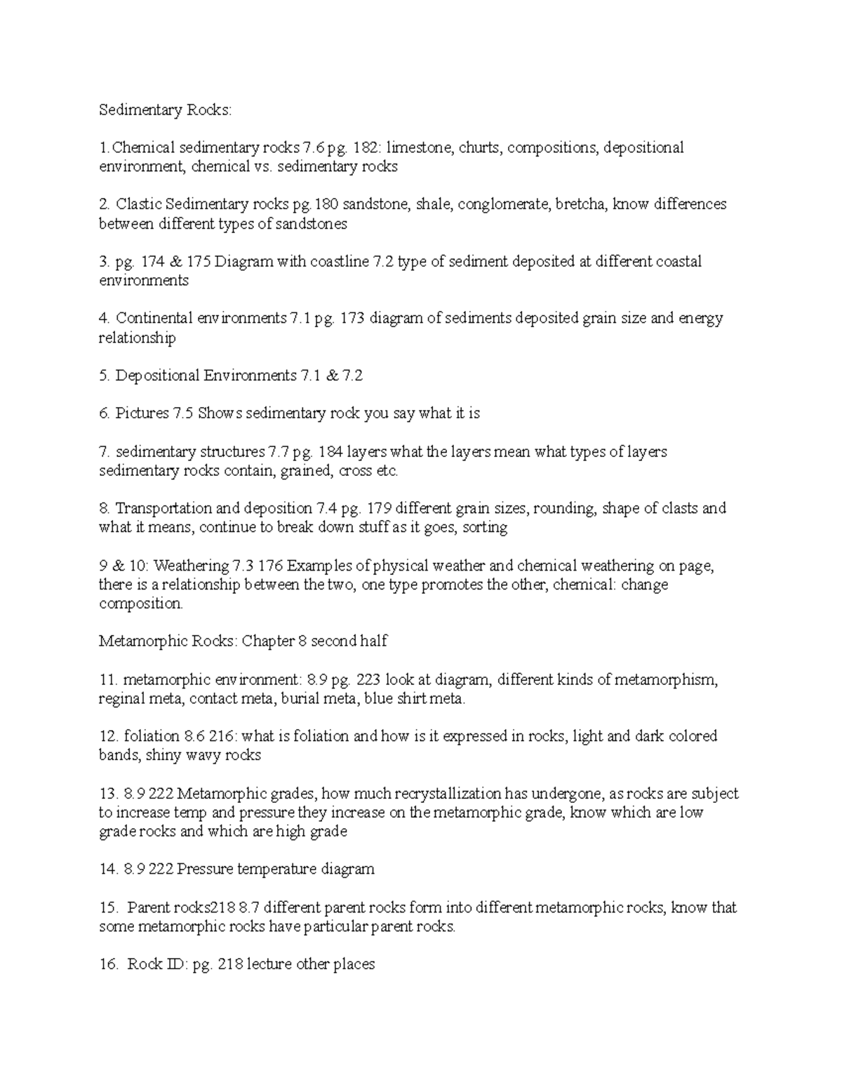 Geology Midterm - Sedimentary Rocks: 1 sedimentary rocks 7 pg. 182 ...