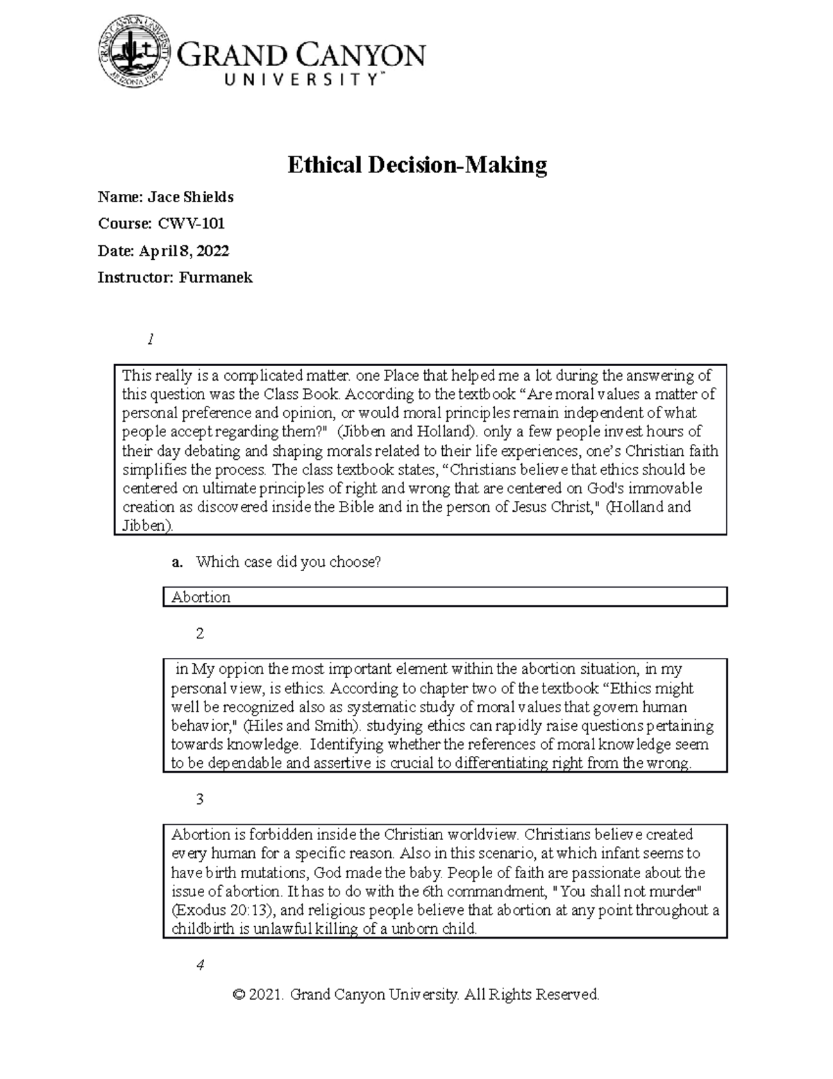 CWV 101 301 RS T6 T7Ethical Decision Making - Ethical Decision-Making ...