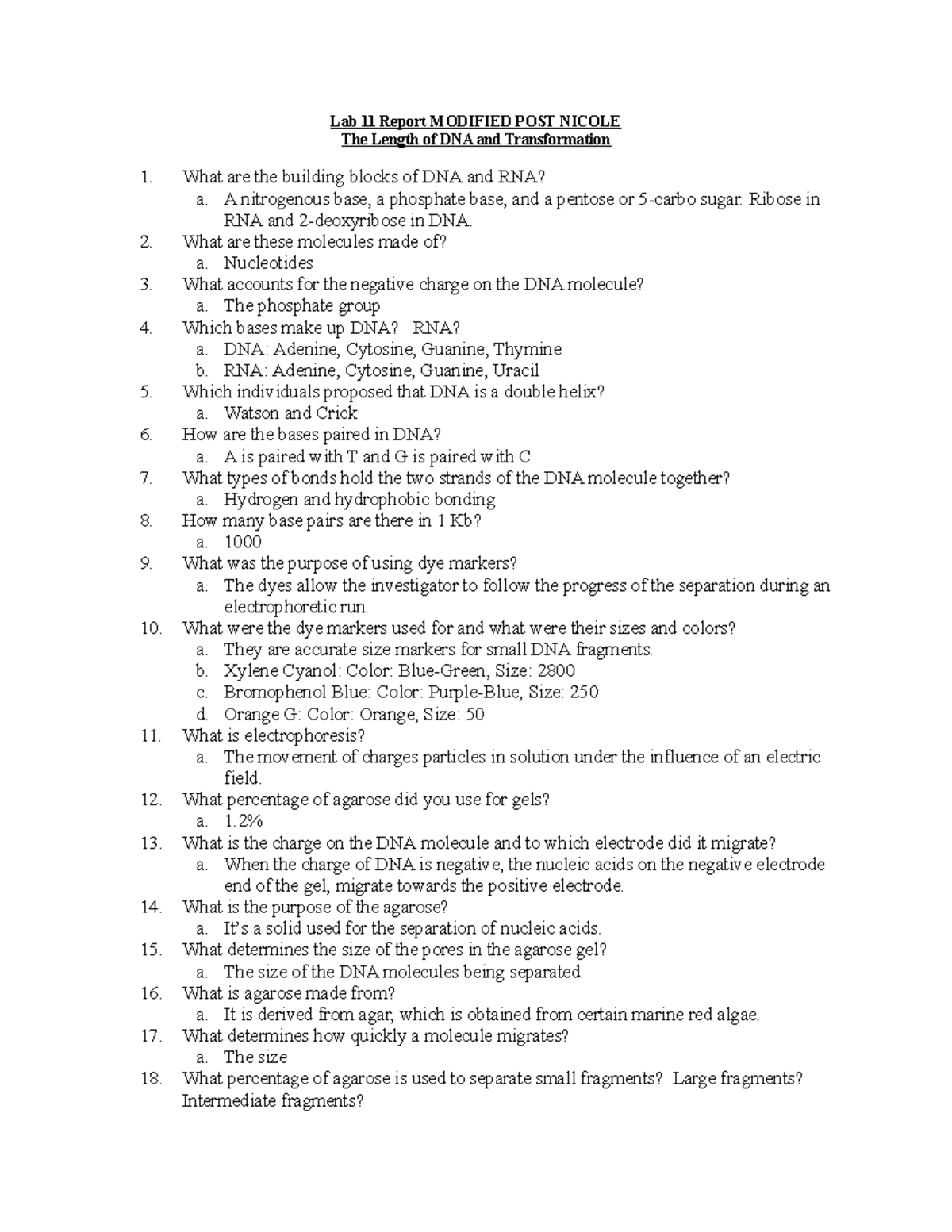 Lab Report 11 ~ - Lab 11 Report MODIFIED POST NICOLE The Length of DNA ...