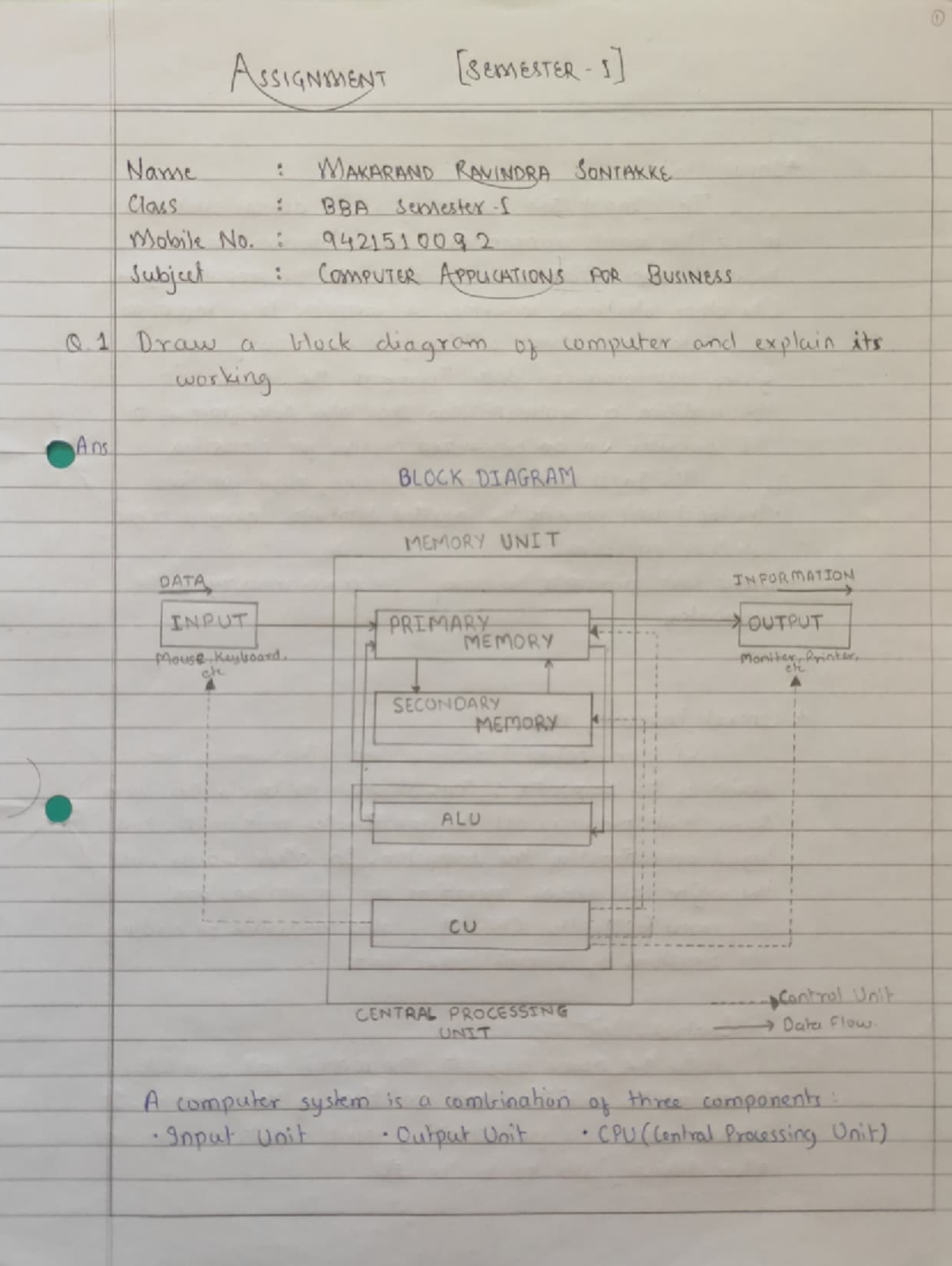 BBA Sem-1 Computer Applications for Business - AssiGNWSNT S eeMBSTER ...