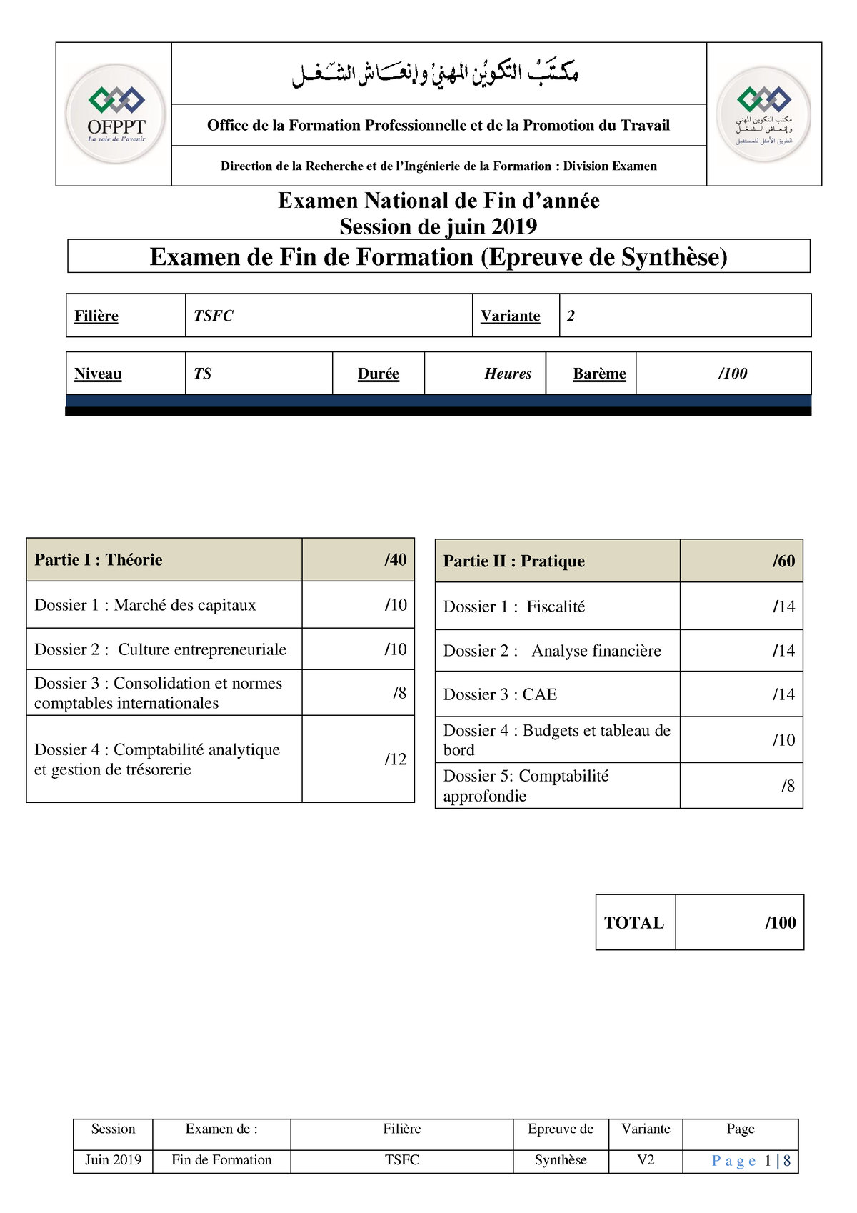 Examen De Fin De Formation Tsfc Session De Juin 2019 Synthese Variante ...