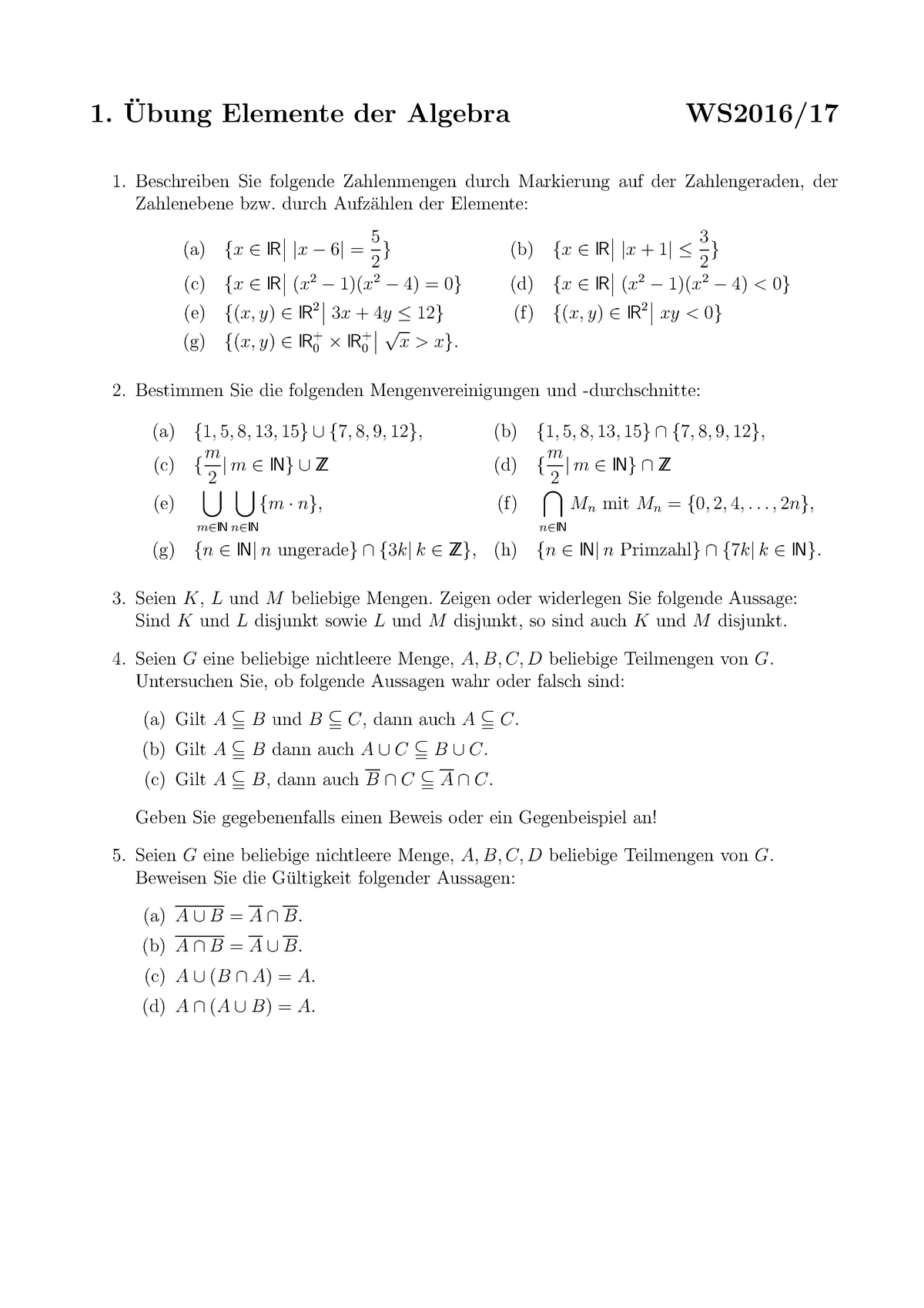 Ws 16 17 Elemente Der Algebra Ubungen Studocu