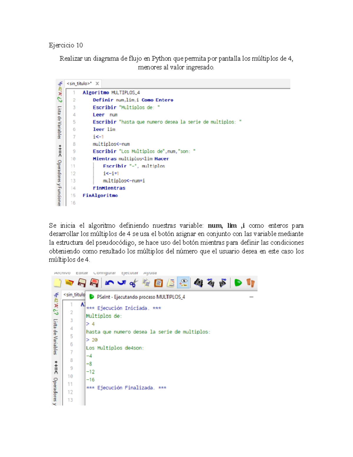Laura Flores - limpio - Ejercicio 10 Realizar un diagrama de flujo en ...