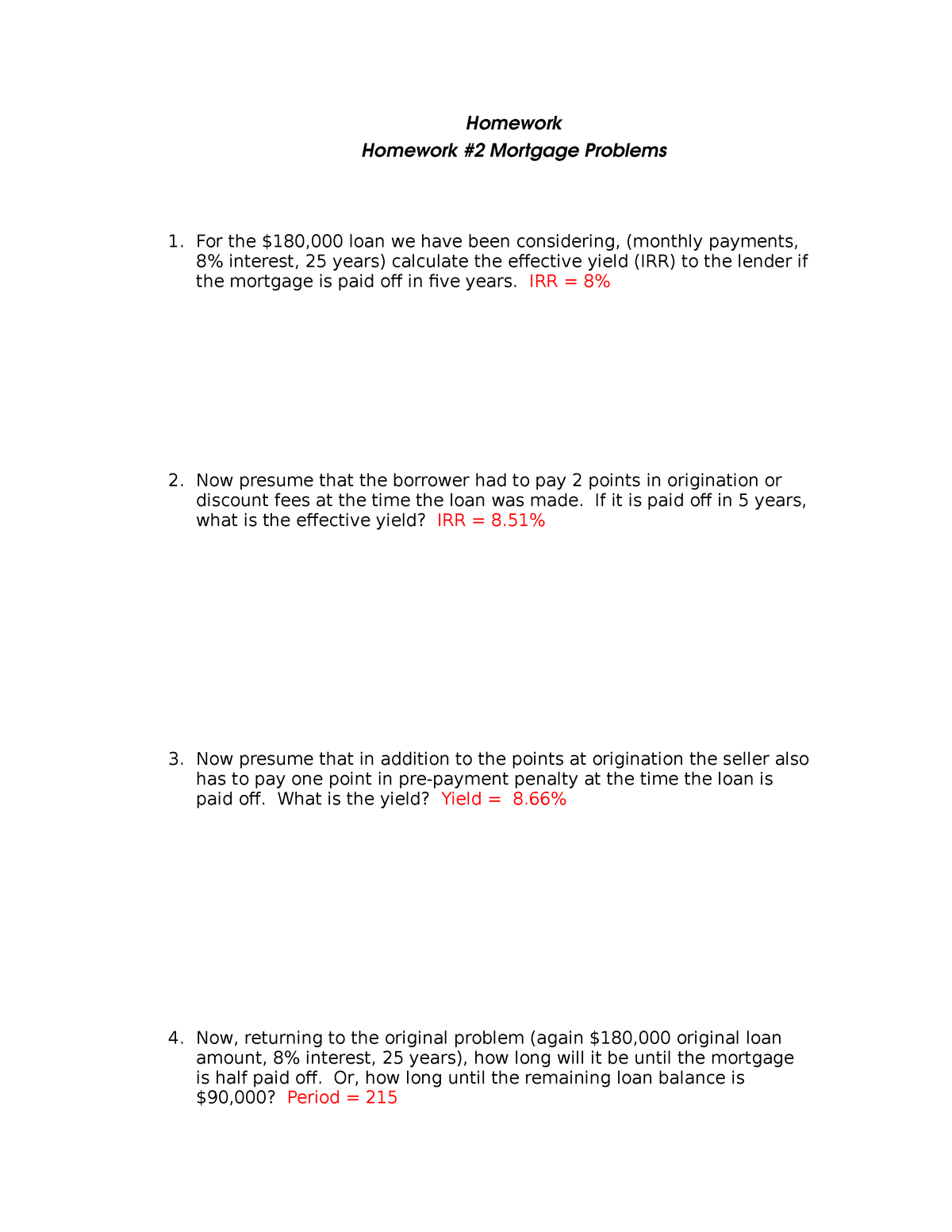 mortgage payments common core algebra 2 homework