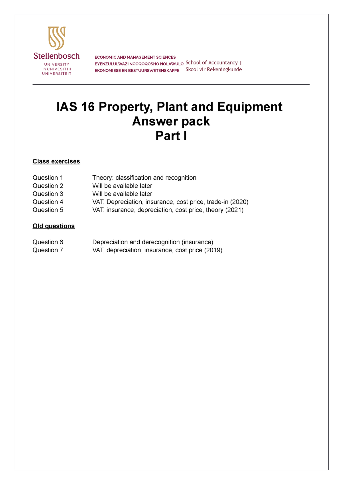 4. IAS 16 - Answer Pack - 2023 Part I - IAS 16 Property, Plant And ...