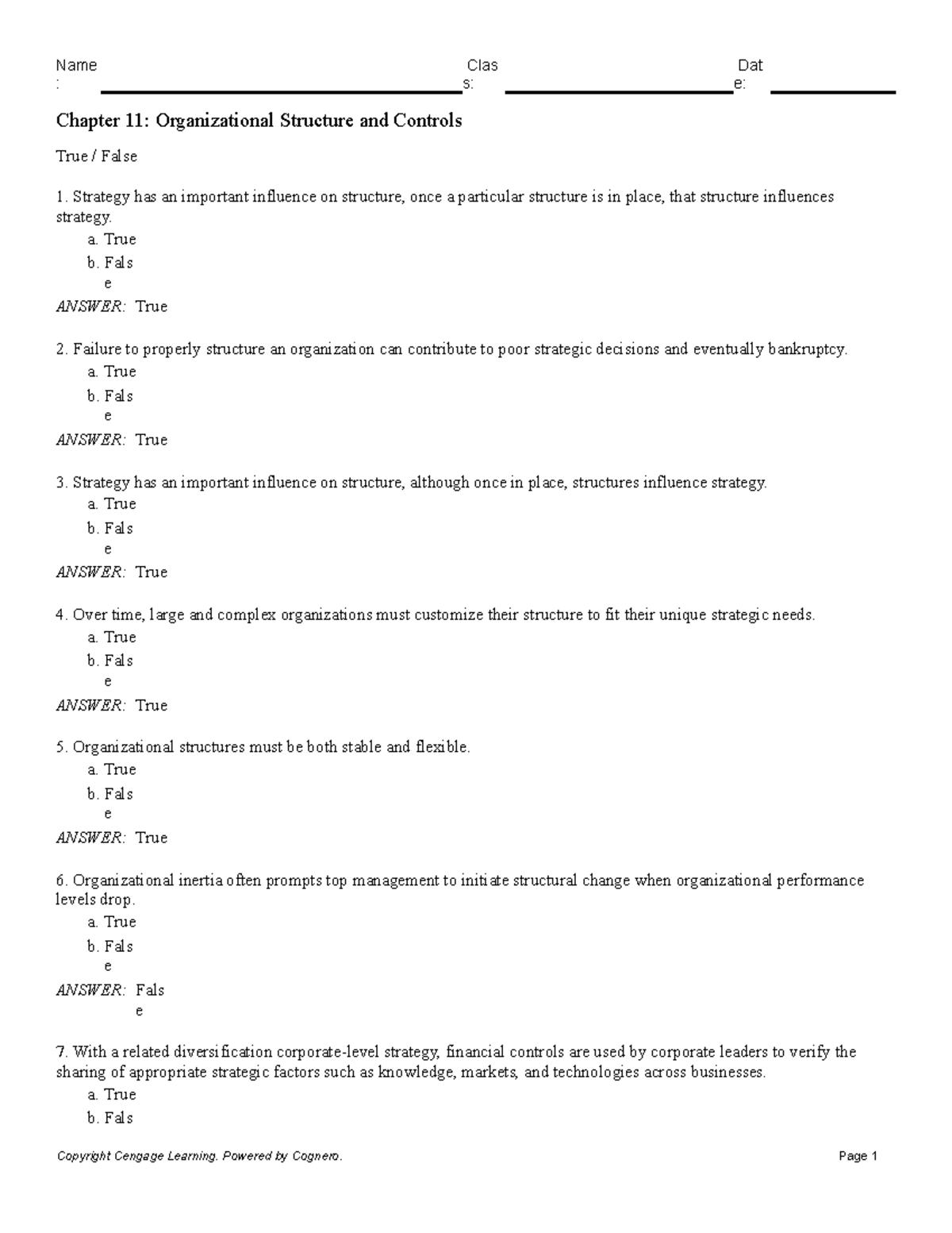 Chapter 11 Organizational Structure and Controls - : s: e: Chapter 11 ...